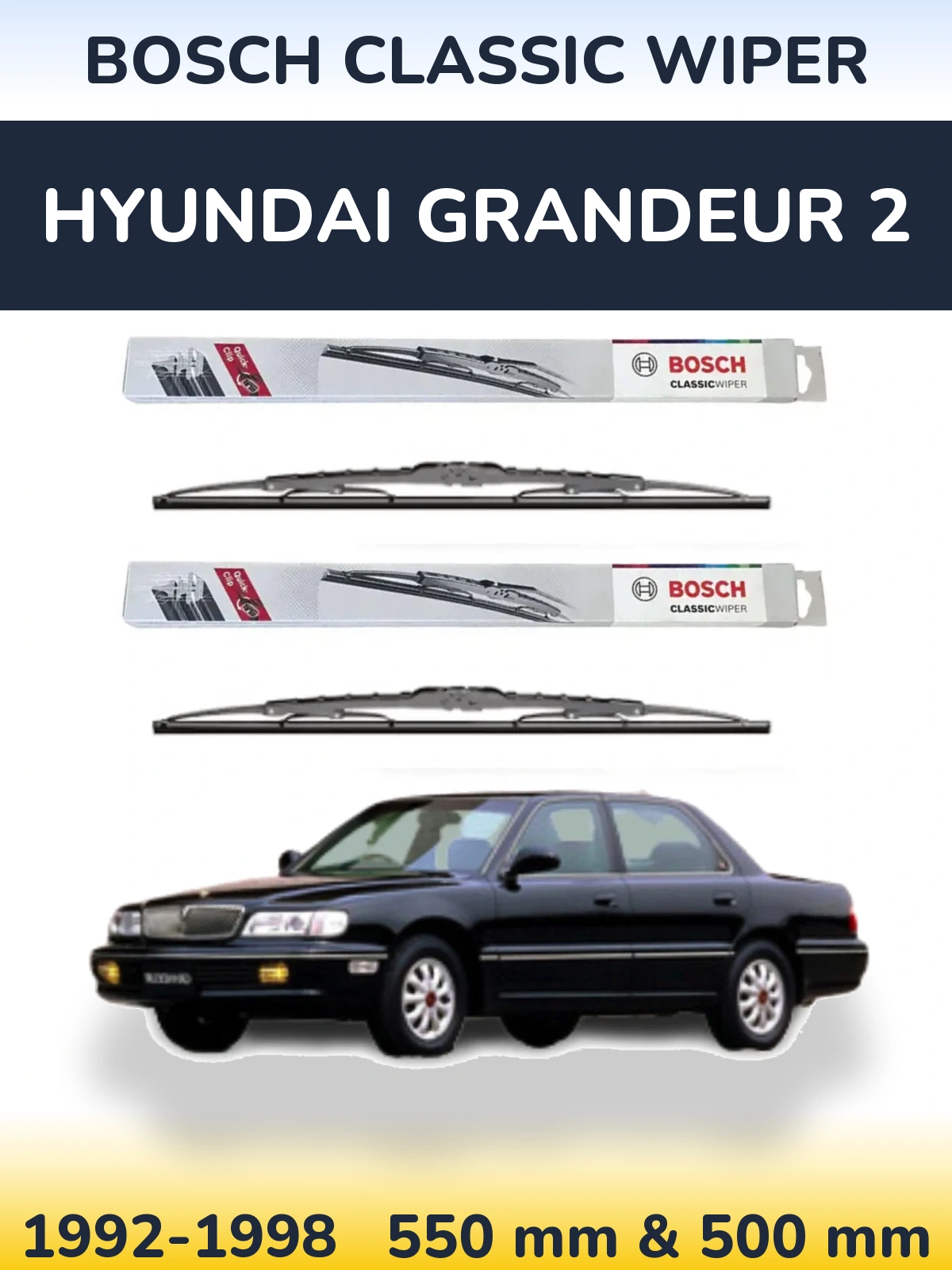 Комплект передних дворников BOSCH Classic Wiper 550 & 500 мм для Hyundai Grandeur 2 1992-1998