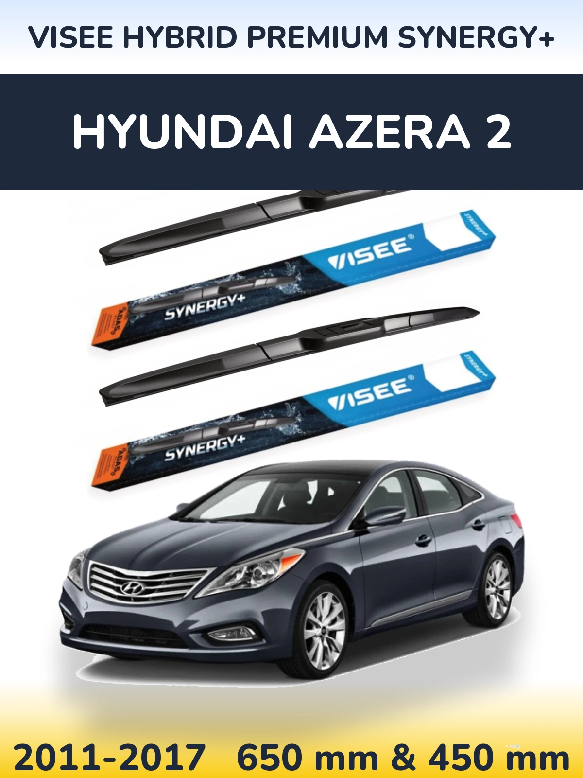Комплект передних дворников VISEE HYBRID PREMIUM SYNERGY+ 650 & 450 мм для Hyundai Azera 2 2011-2017
