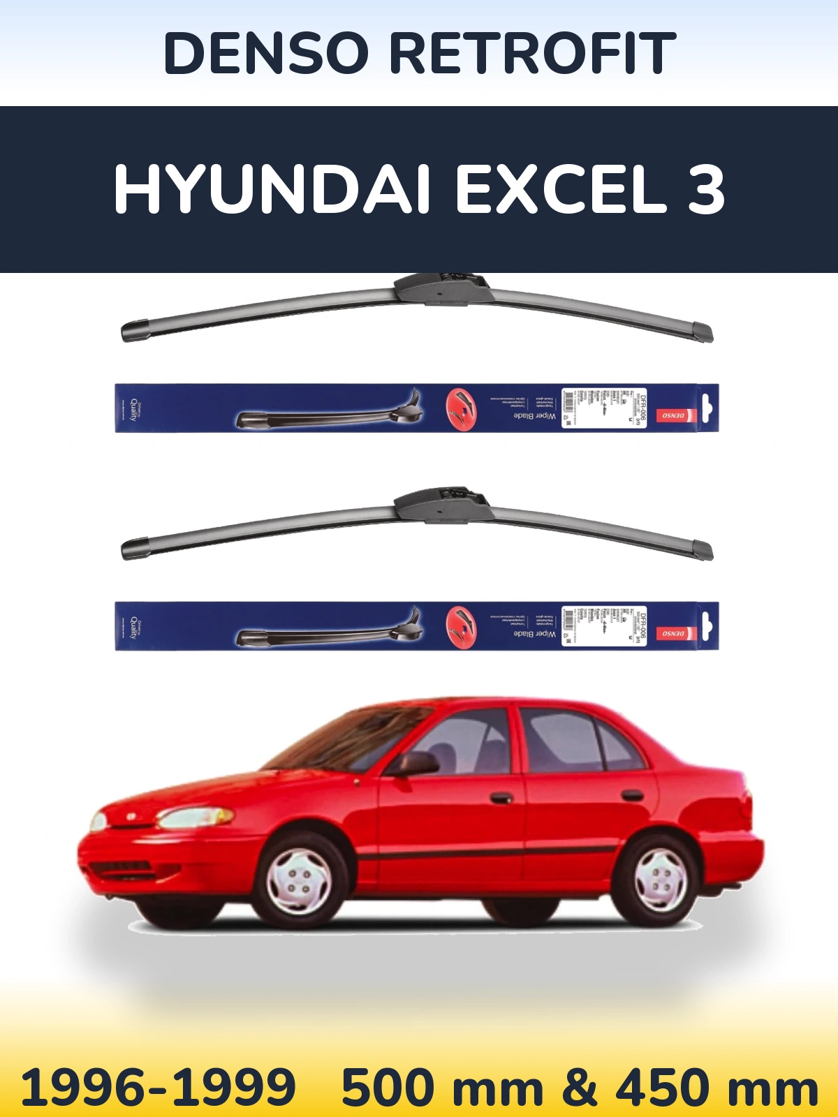 Комплект передних дворников Denso Retrofit 500 & 450 мм для Hyundai Excel 3 1996-1999