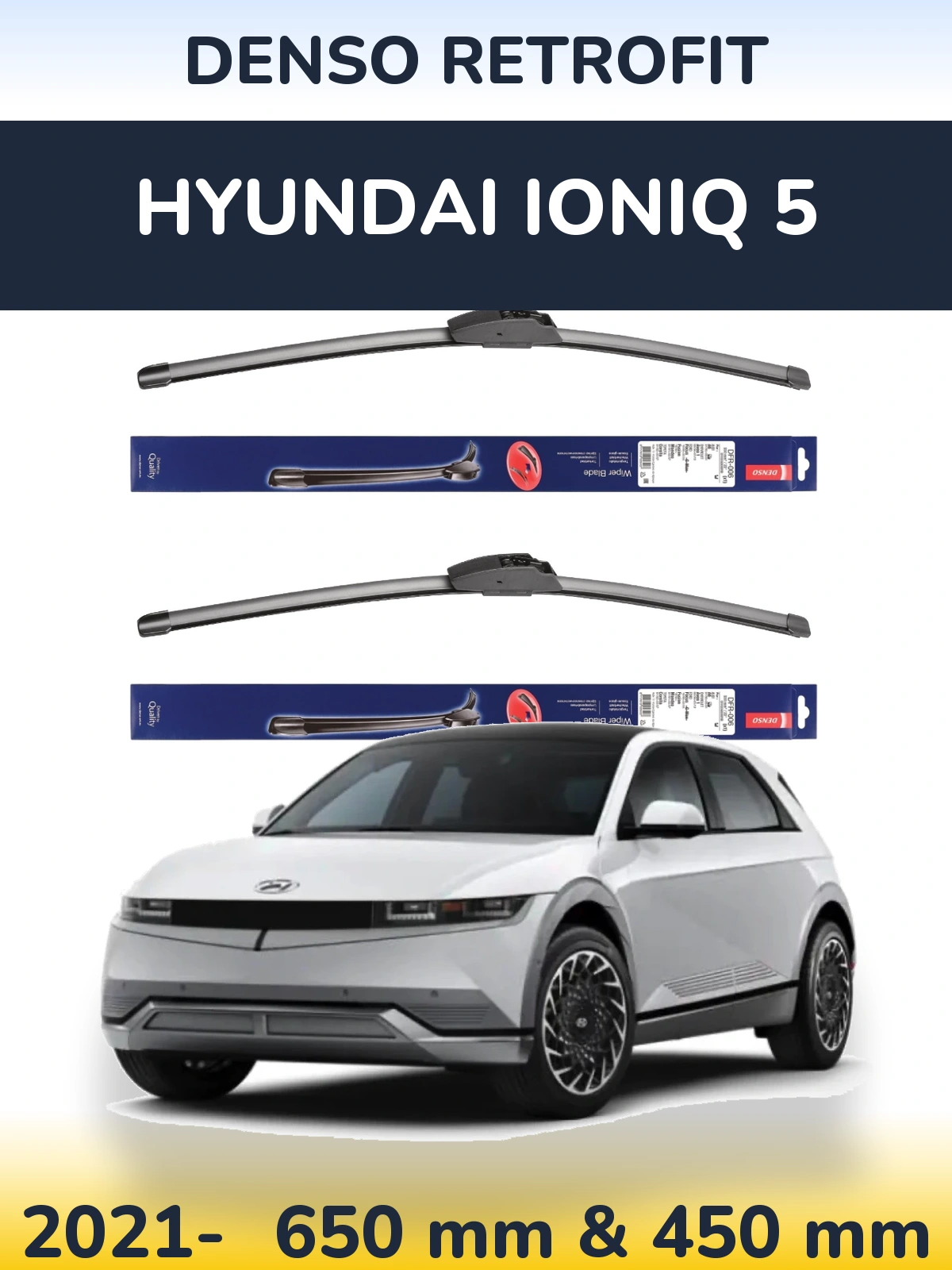 Комплект передніх щіток Denso Retrofit 650 & 450 мм для Hyundai IONIQ 5 2021-2026
