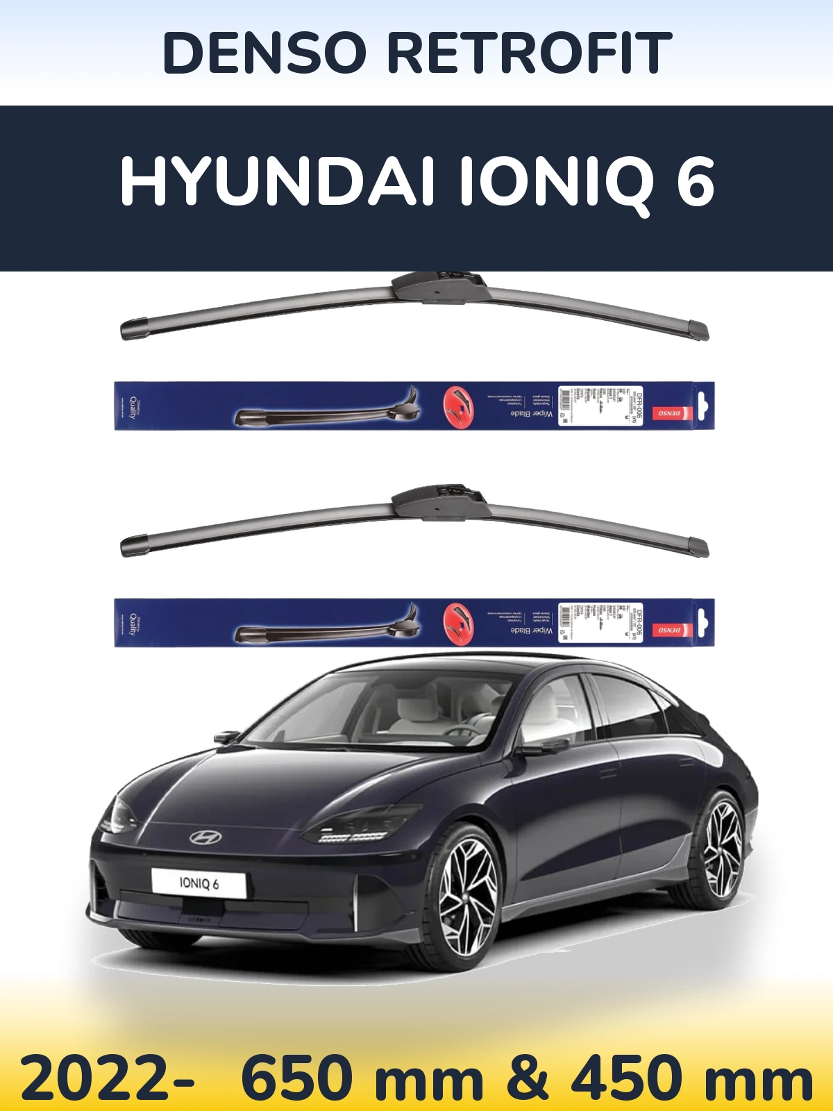 Комплект передних дворников Denso Retrofit 650 & 450 мм для Hyundai IONIQ 6 2022-2026