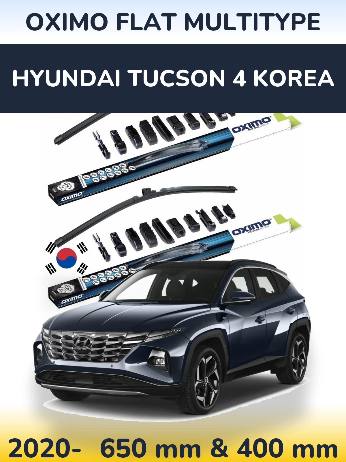 Front wiper blade set Oximo Flat MultiTüüpe 650 & 400 mm for Hyundai Tucson 4 Korea 2020-2026