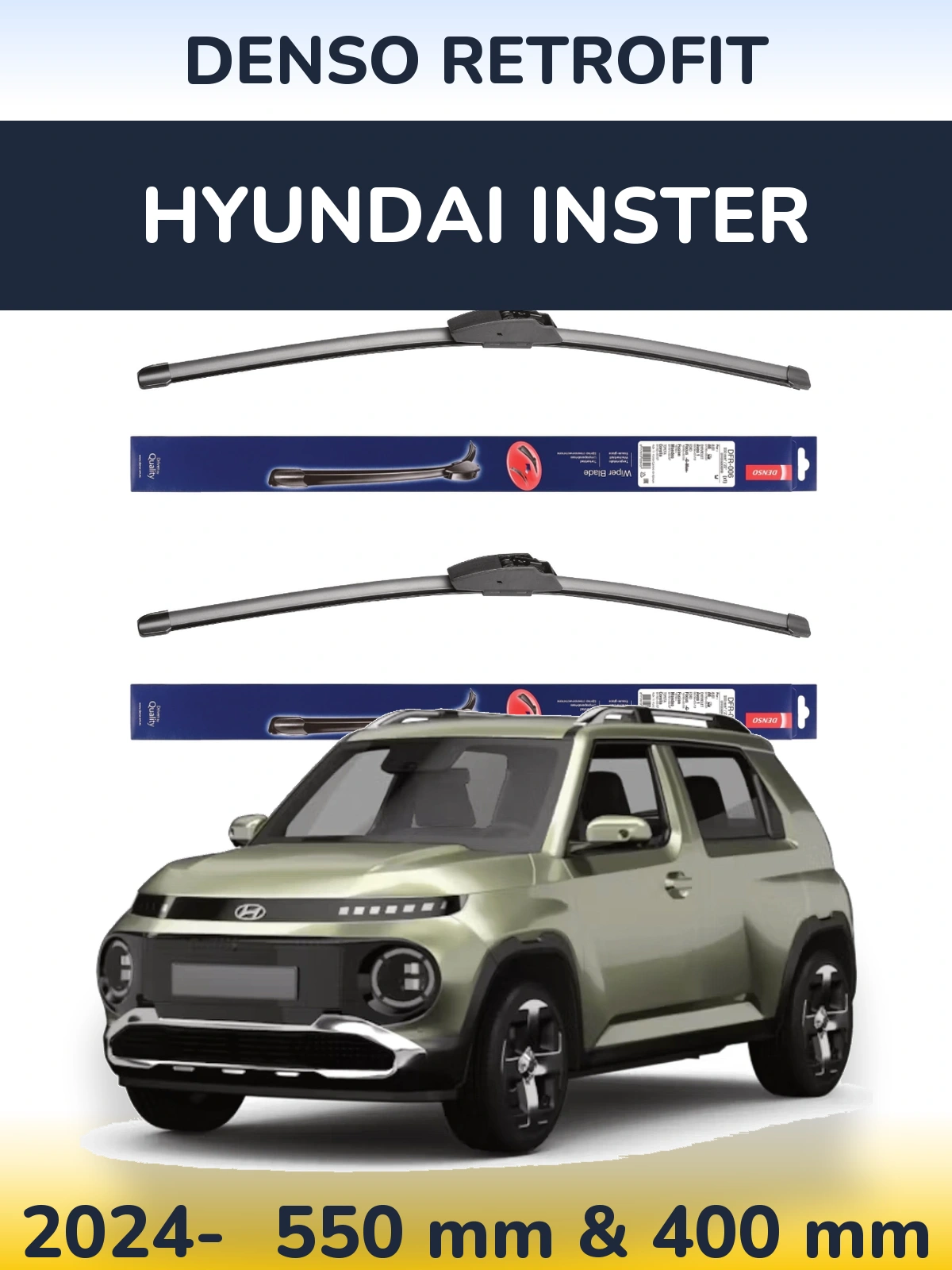 Комплект передніх щіток Denso Retrofit 550 & 400 мм для Hyundai Inster 2024-2026