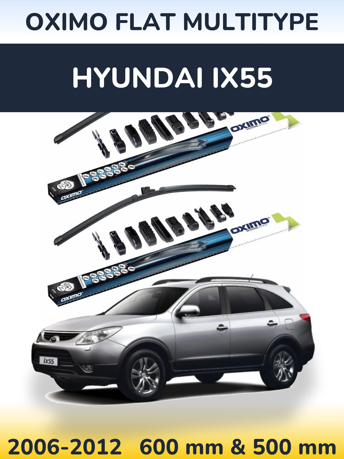 Front wiper blade set Oximo Flat MultiTüüpe 600 & 500 mm for Hyundai ix55 2006-2012
