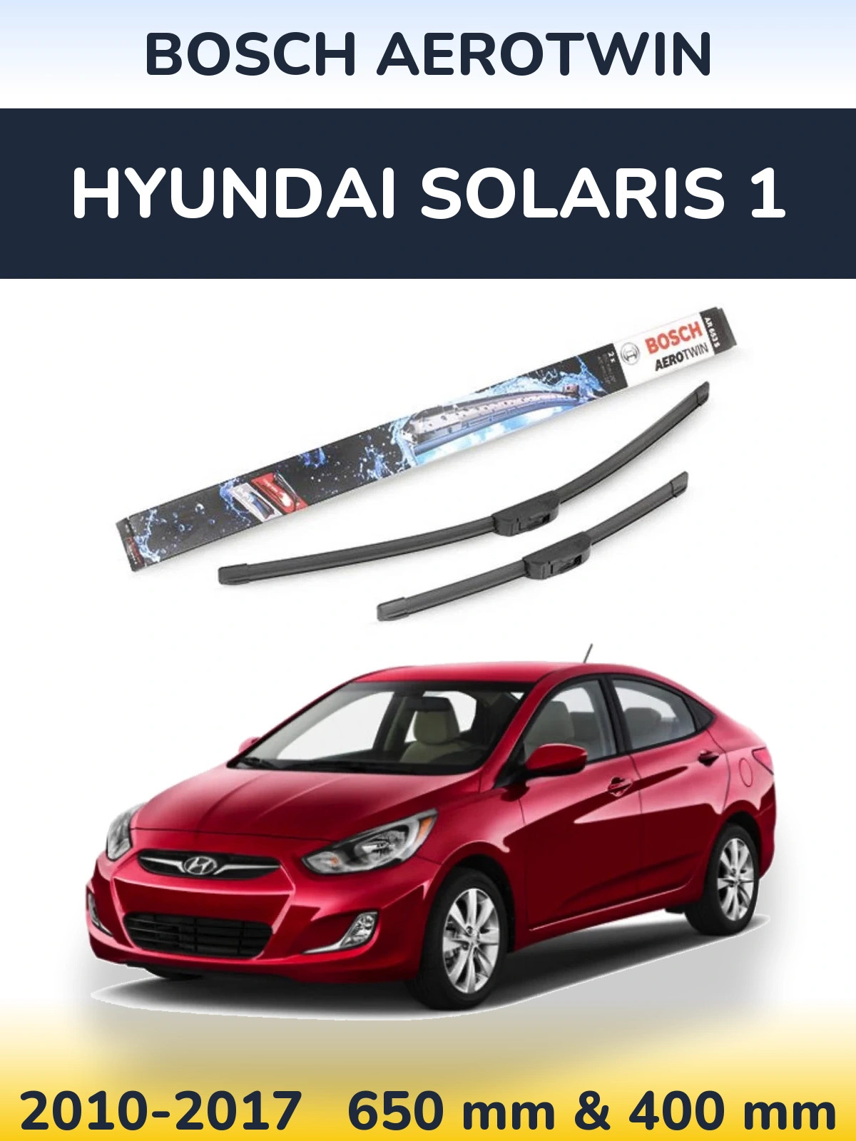 Комплект передніх щіток BOSCH AeroTwin 650 & 400 мм для Hyundai Solaris 1 2010-2017