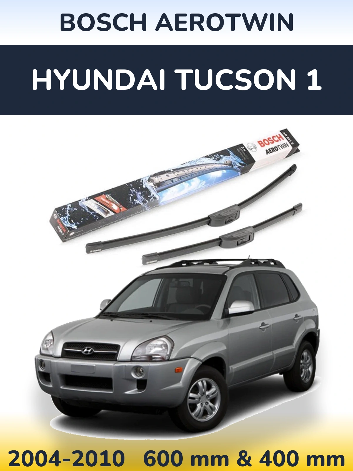 Комплект передніх щіток BOSCH AeroTwin 600 & 400 мм для Hyundai Tucson 1 2004-2010