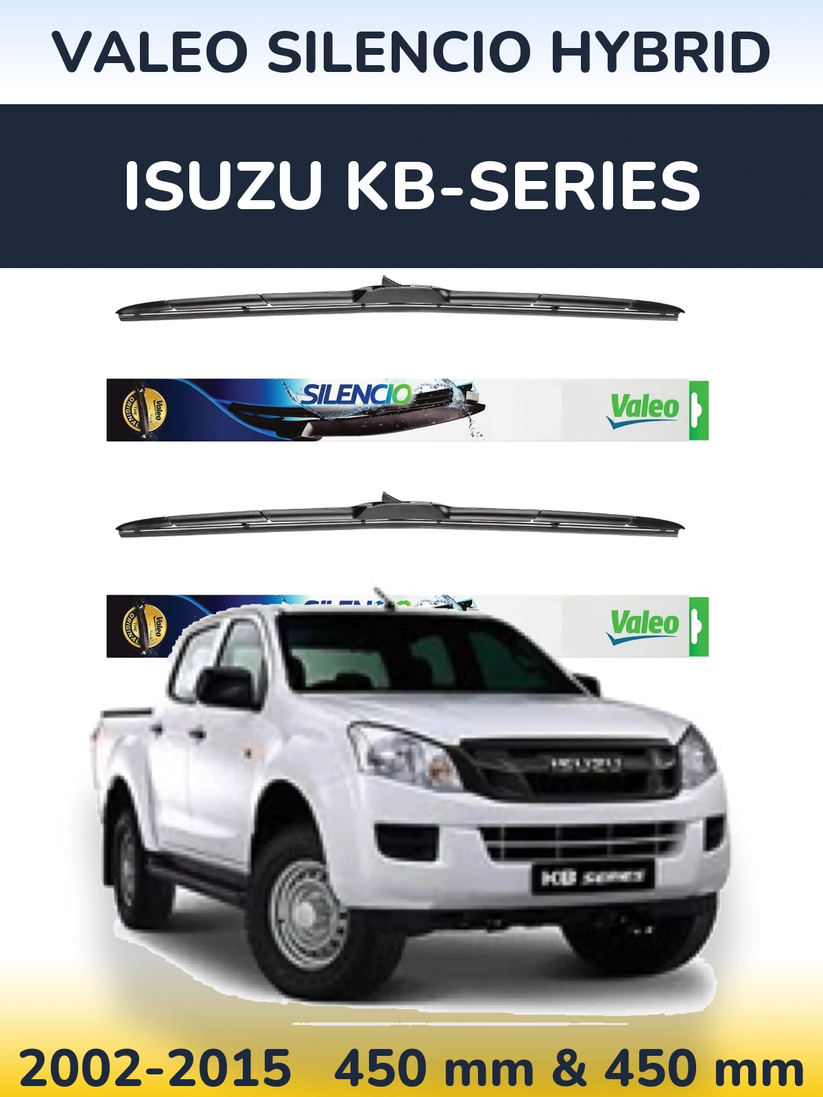 Комплект передних дворников Valeo Silencio Hybrid 450 & 450 мм для Isuzu KB-Series 2002-2015