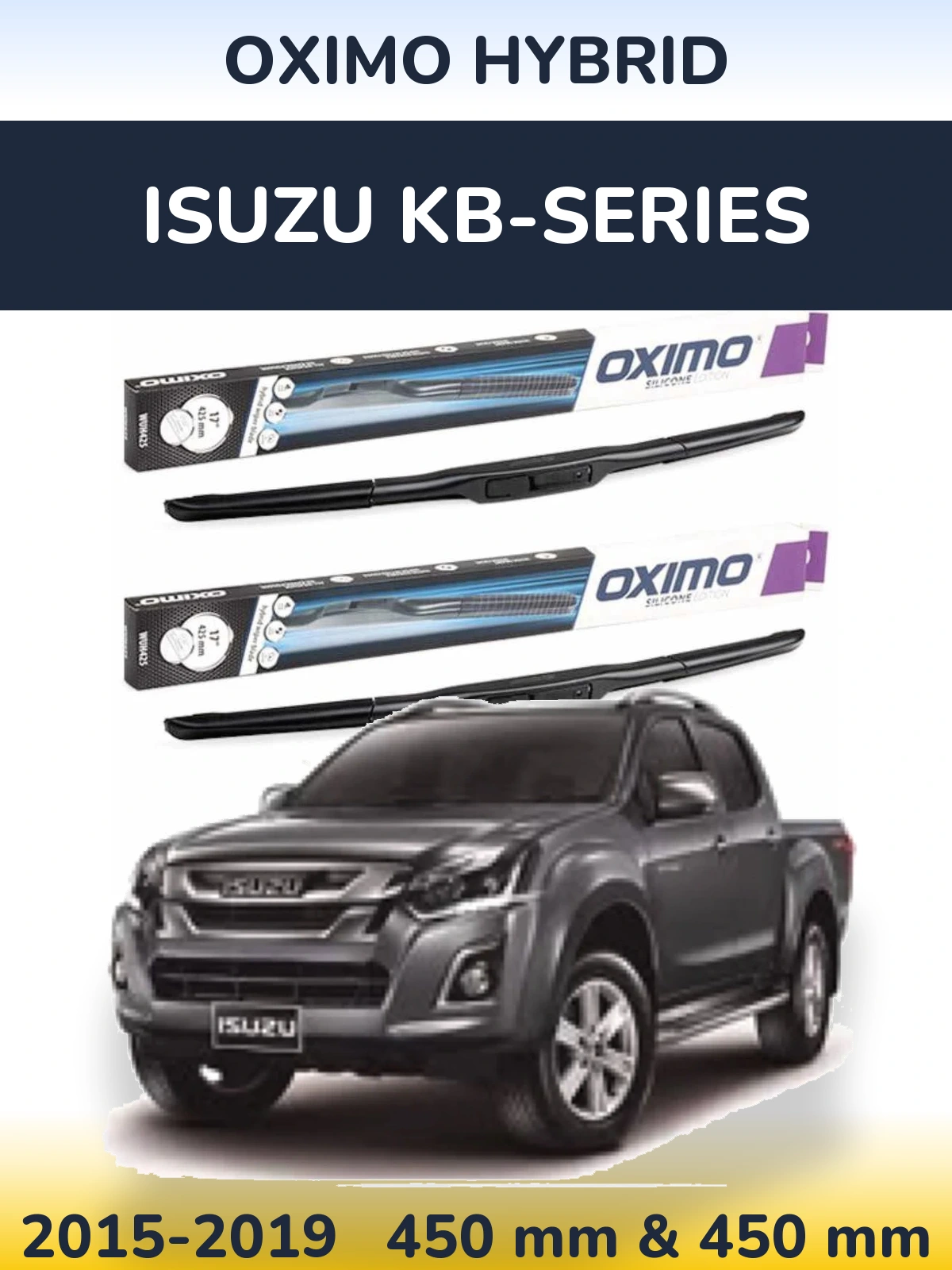 Комплект передних дворников Oximo Hybrid 450 & 450 мм для Isuzu KB-Series 2015-2019