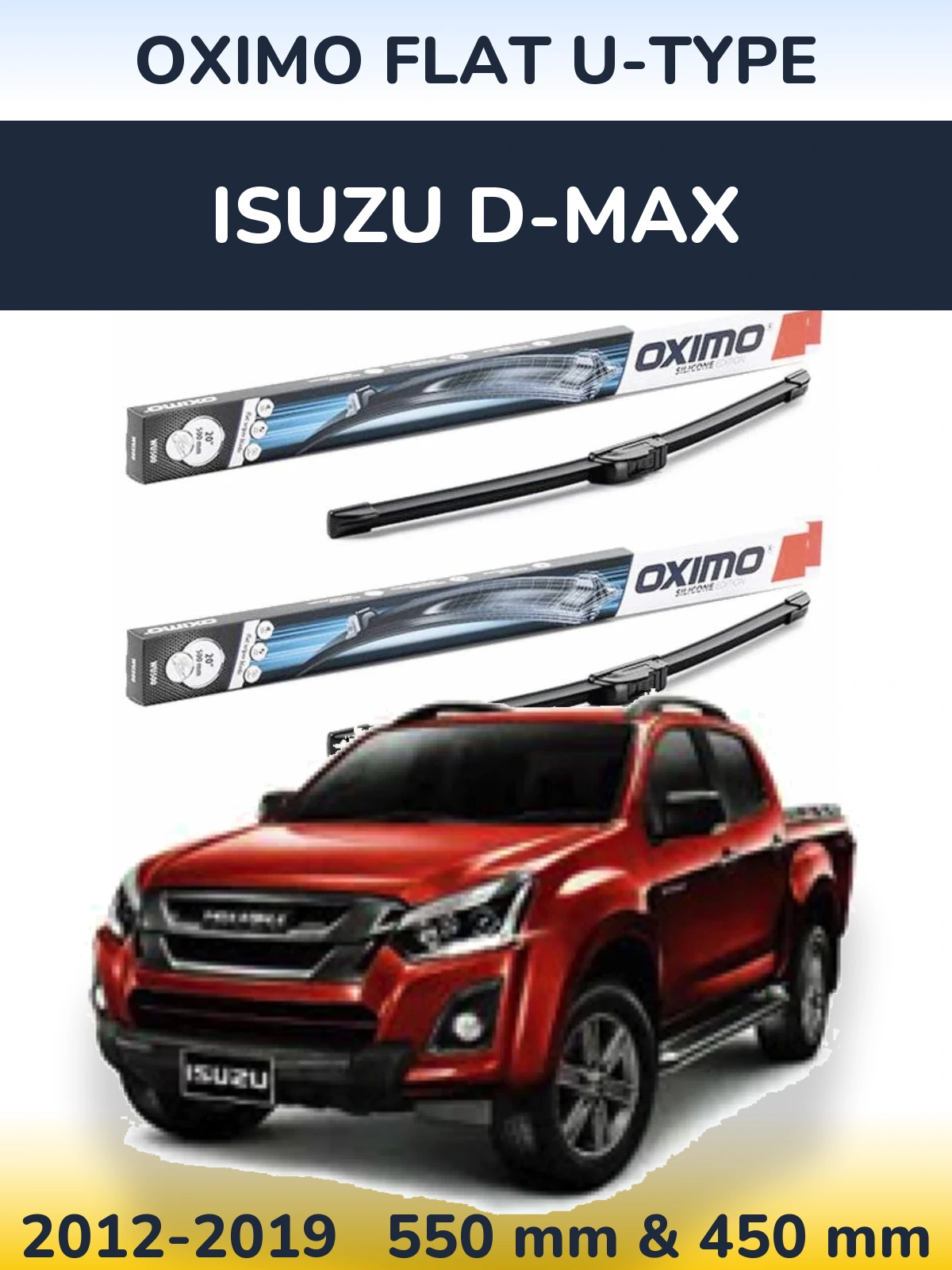 Комплект передних дворников Oximo Flat U-type 550 & 450 мм для Isuzu D-Max 2012-2019