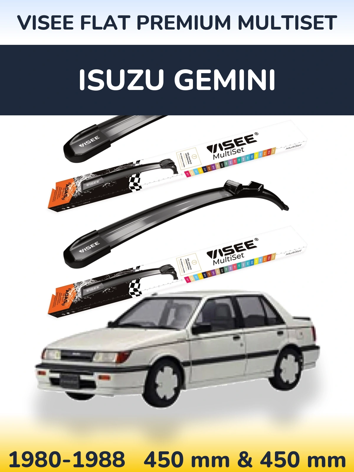 Комплект передних дворников VISEE FLAT PREMIUM MultiSet 450 & 450 мм для Isuzu Gemini 1980-1988