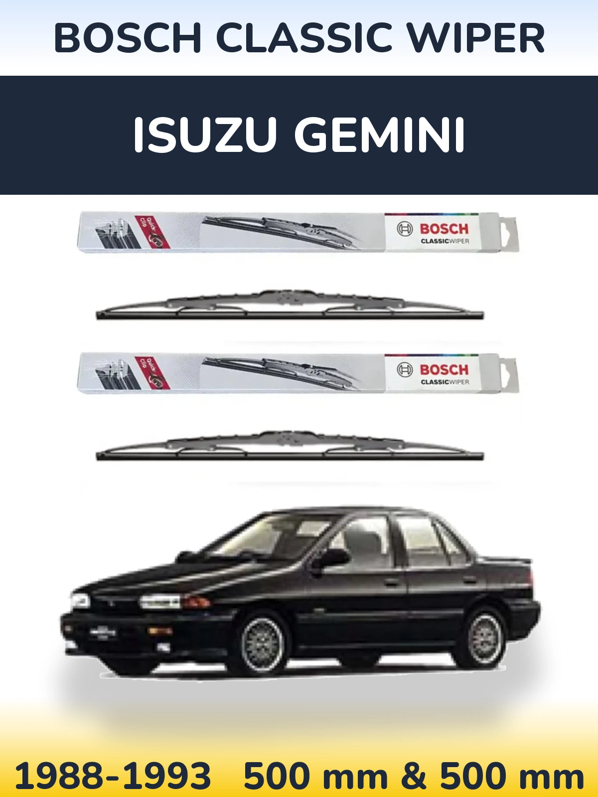 Комплект передних дворников BOSCH Classic Wiper 500 & 500 мм для Isuzu Gemini 1988-1993