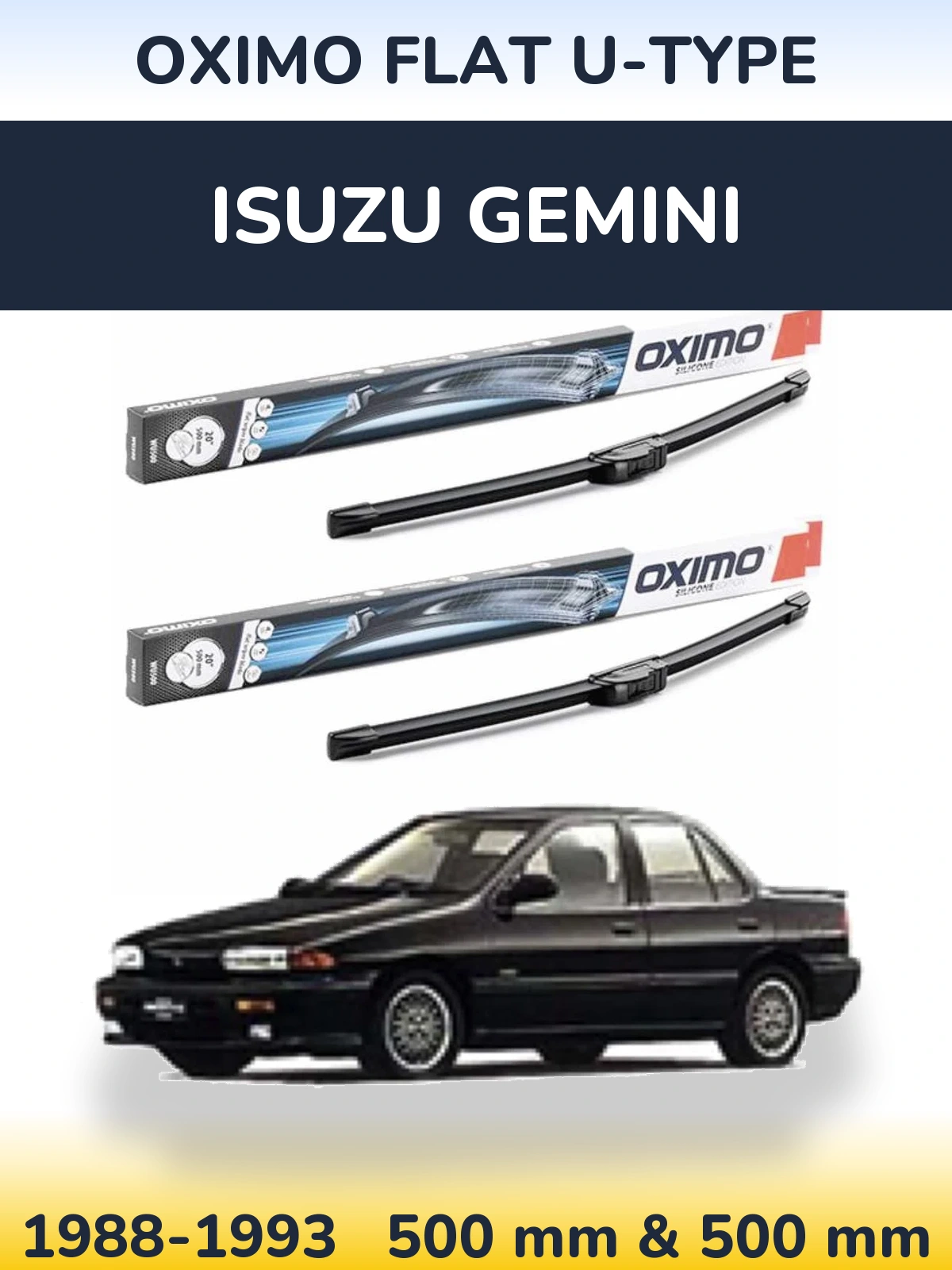 Комплект передних дворников Oximo Flat U-type 500 & 500 мм для Isuzu Gemini 1988-1993