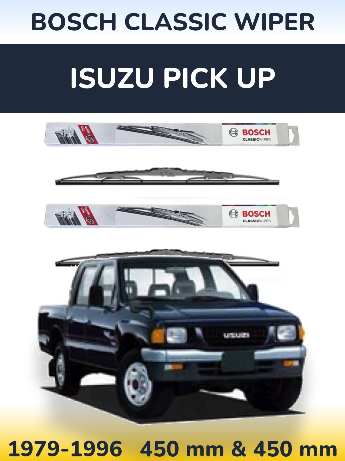 Комплект передніх щіток BOSCH Classic Wiper 450 & 450 мм для Isuzu Pick Up 1979-1996