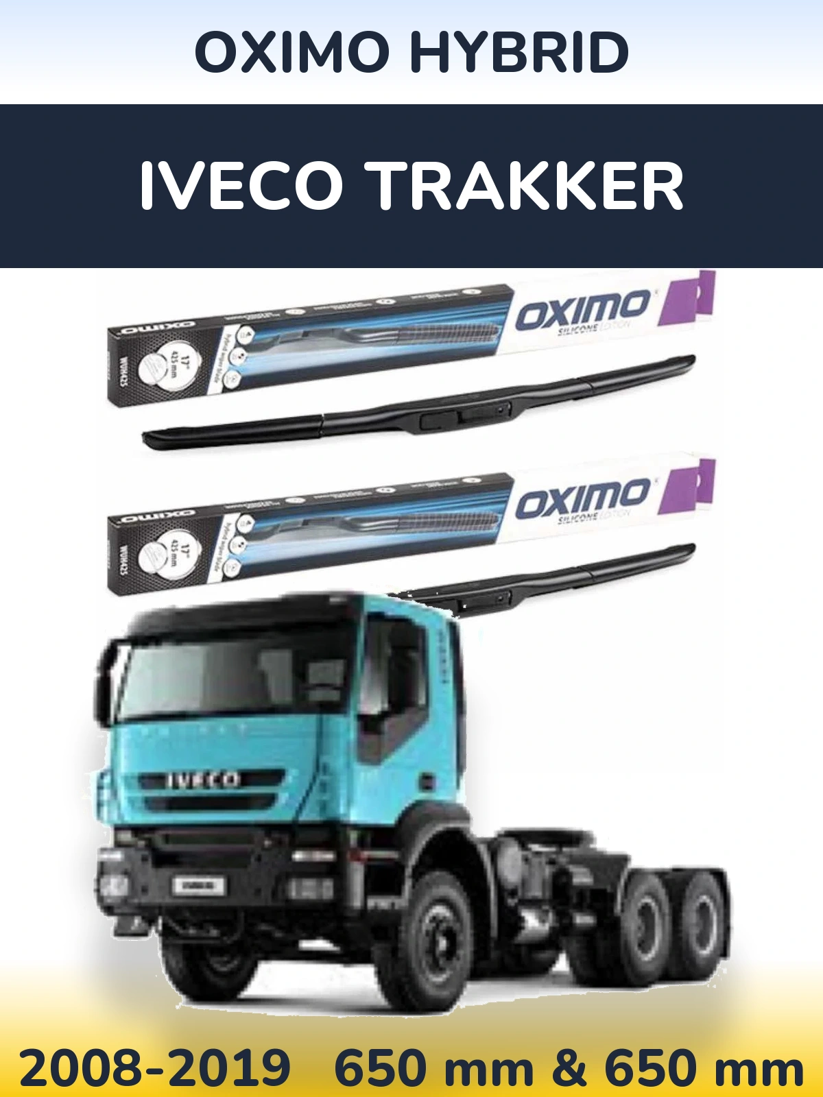 Комплект передніх щіток Oximo Hybrid 650 & 650 мм для Iveco Trakker 2008-2019