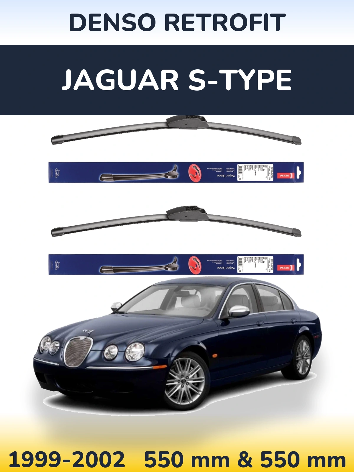 Комплект передніх щіток Denso Retrofit 550 & 550 мм для Jaguar S-Типe 1999-2002