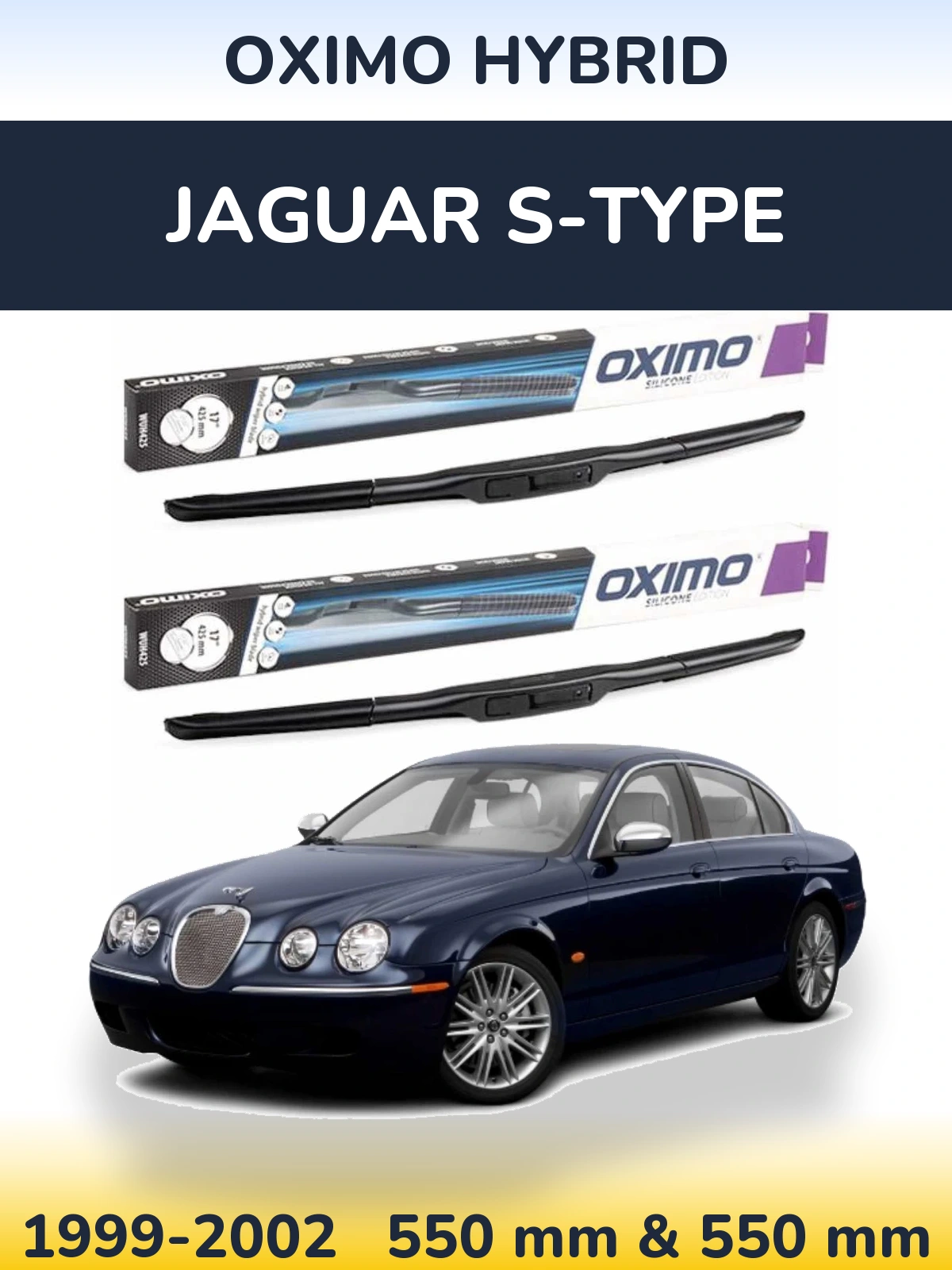 Комплект передніх щіток Oximo Hybrid 550 & 550 мм для Jaguar S-Типe 1999-2002