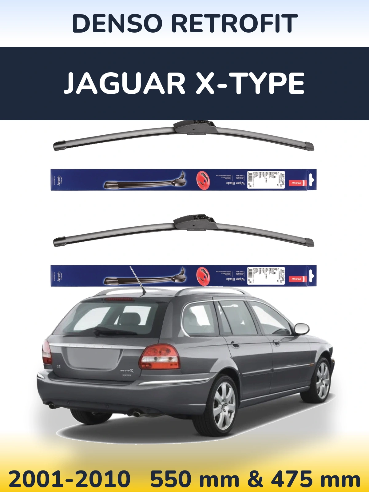 Комплект передніх щіток Denso Retrofit 550 & 475 мм для Jaguar X-Типe 2001-2010