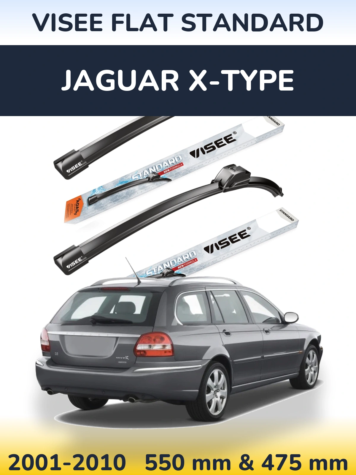 Комплект передніх щіток VISEE FLAT STANDARD 550 & 475 мм для Jaguar X-Типe 2001-2010