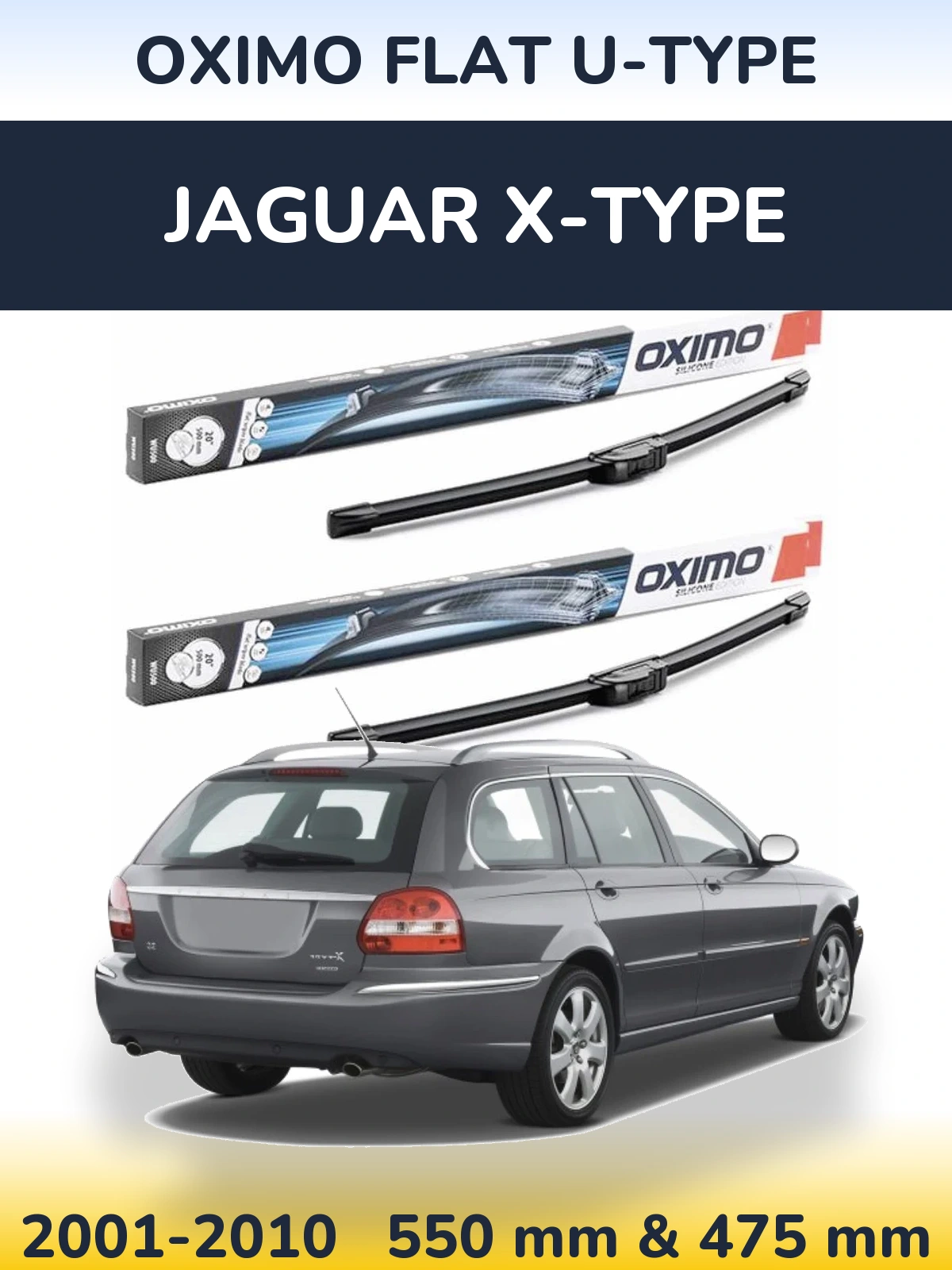 Комплект передних дворников Oximo Flat U-type 550 & 475 мм для Jaguar X-Типe 2001-2010
