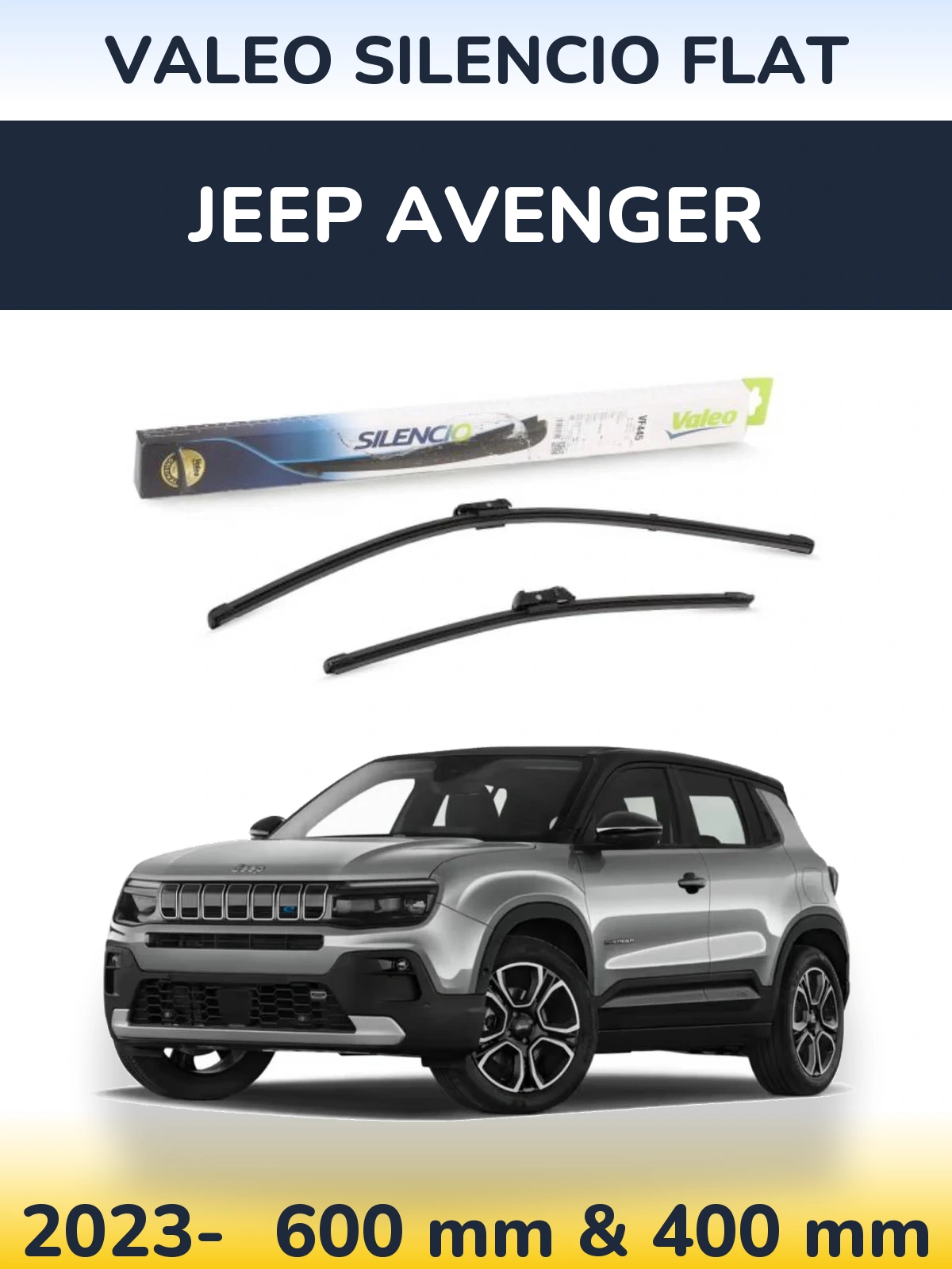 Комплект передних дворников Valeo Silencio Flat 600 & 400 мм для Jeep Avenger 2023-2026