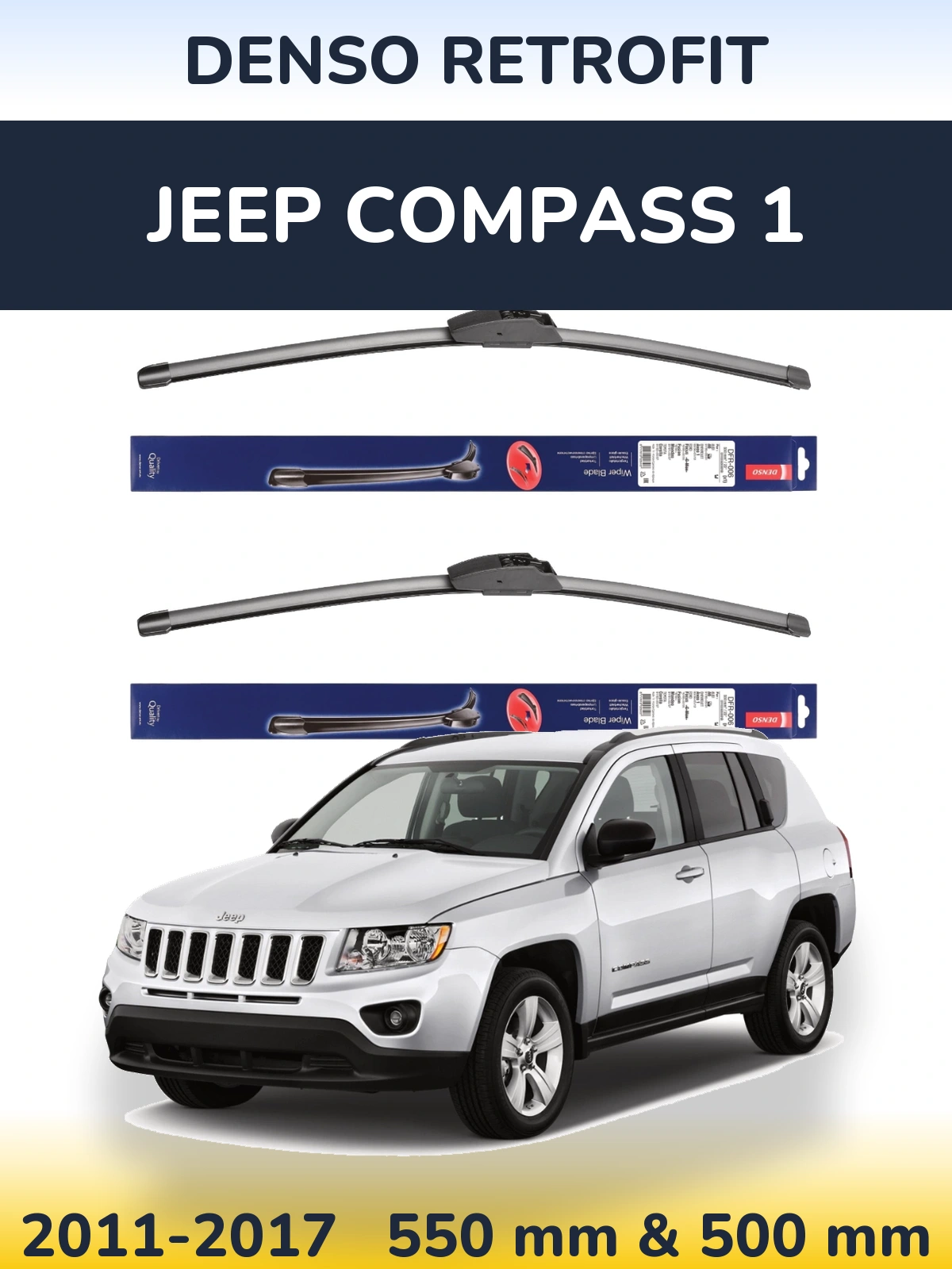 Комплект передніх щіток Denso Retrofit 550 & 500 мм для Jeep Compass 1 2011-2017