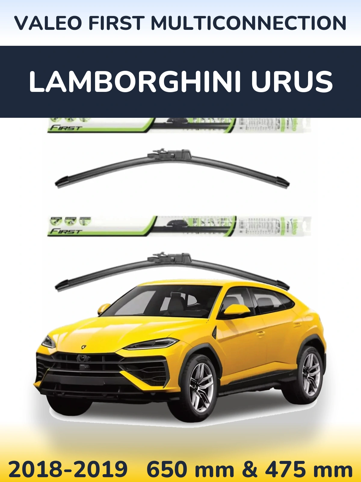 Комплект передніх щіток Valeo First MultiConnection 650 & 475 мм для Lamborghini Urus 2018-2019