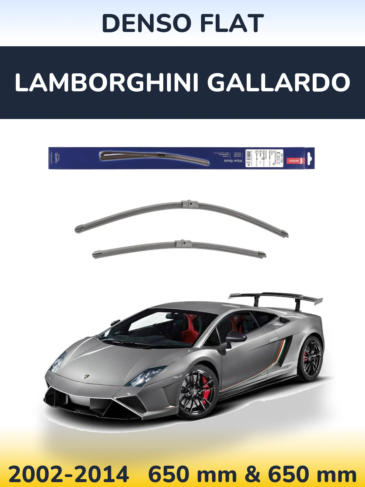 Комплект передних дворников Denso Flat 650 & 650 мм для Lamborghini Gallardo 2002-2014