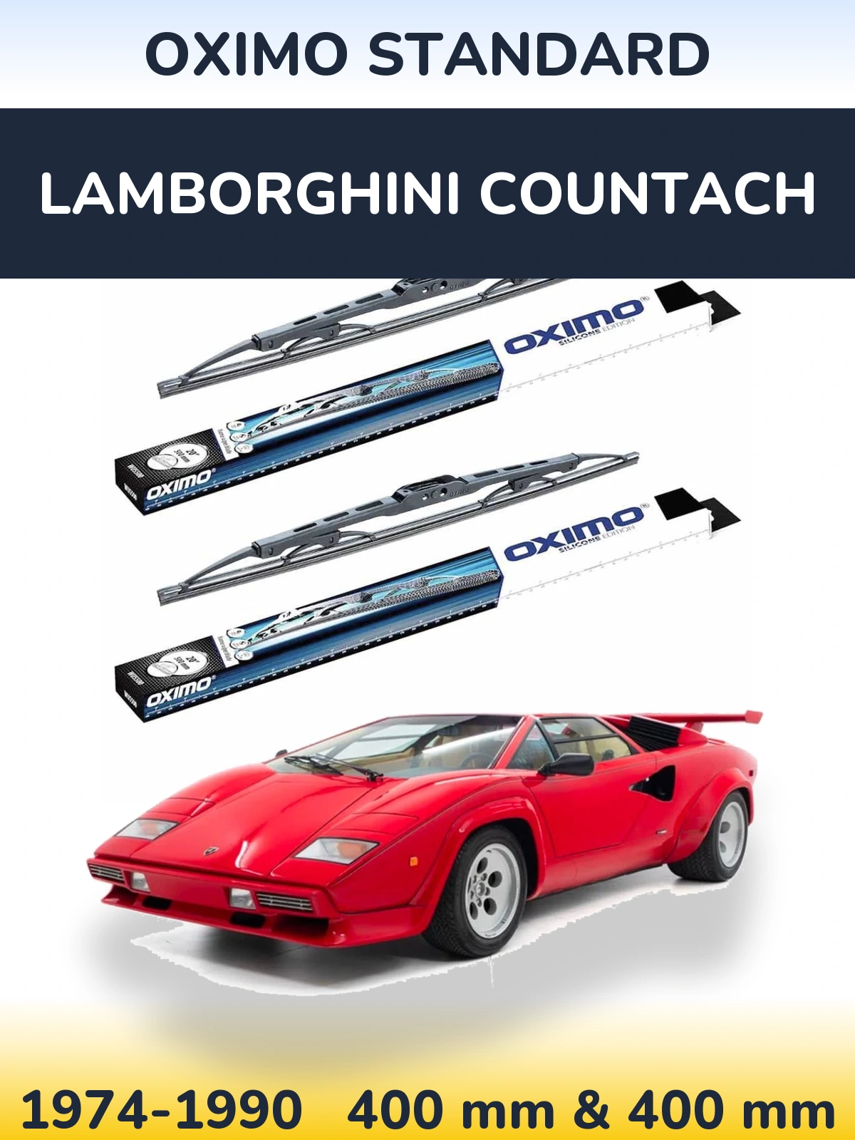 Комплект передних дворников Oximo Standard 400 & 400 мм для Lamborghini Countach 1974-1990