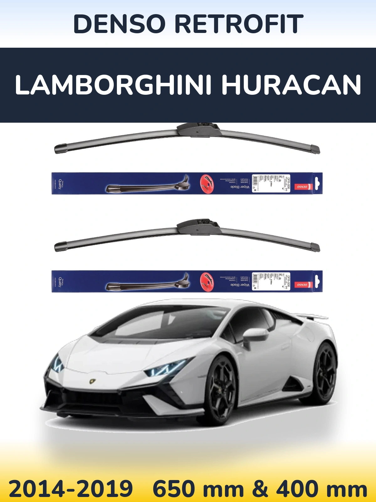 Комплект передних дворников Denso Retrofit 650 & 400 мм для Lamborghini Huracan 2014-2019