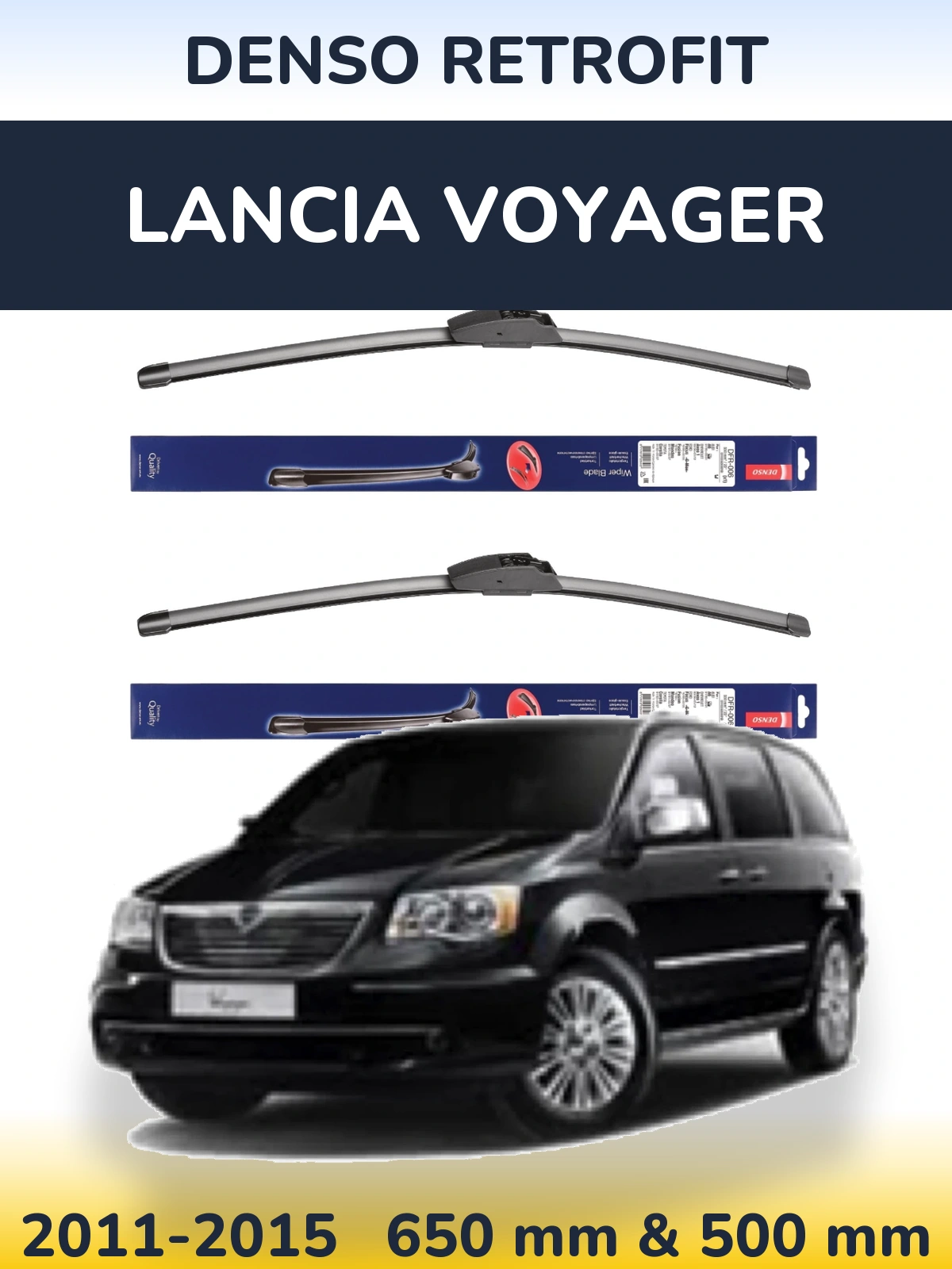 Комплект передних дворников Denso Retrofit 650 & 500 мм для Lancia Voyager 2011-2015