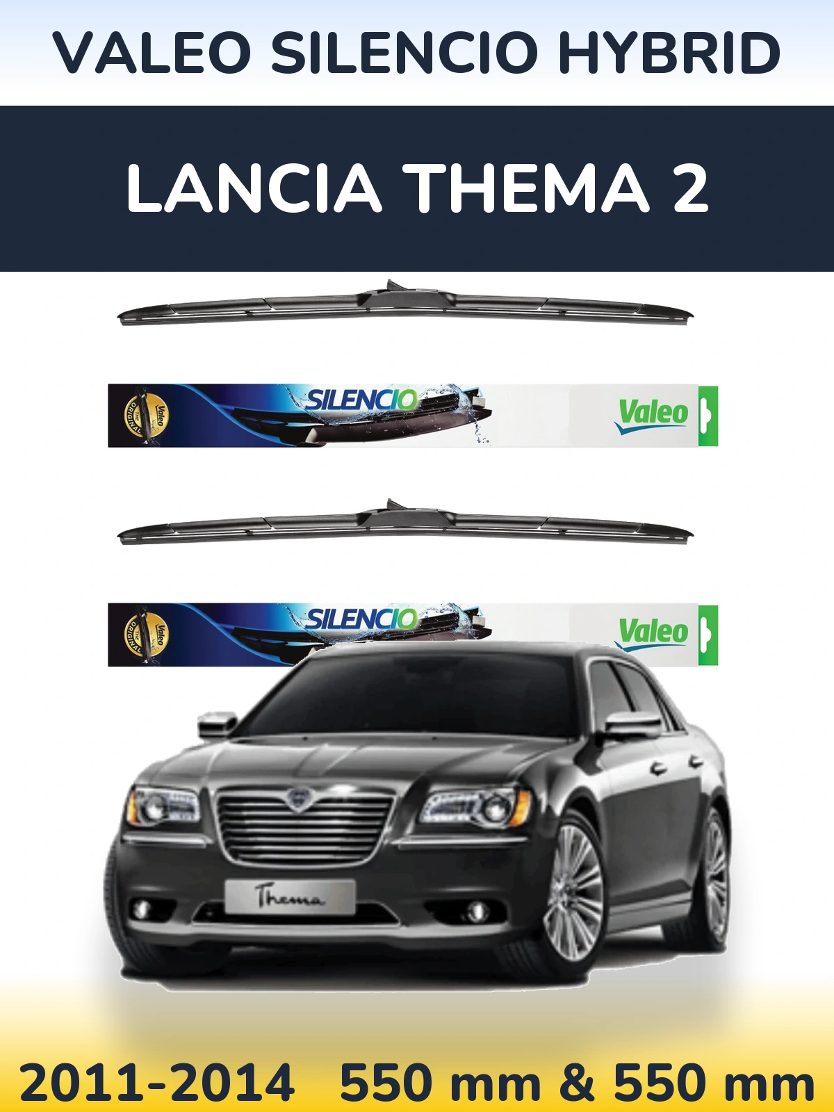 Комплект передних дворников Valeo Silencio Hybrid 550 & 550 мм для Lancia Thema 2 2011-2014