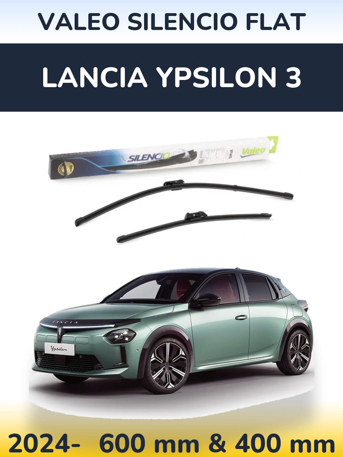Комплект передних дворников Valeo Silencio Flat 600 & 400 мм для Lancia Ypsilon 3 2024-2026