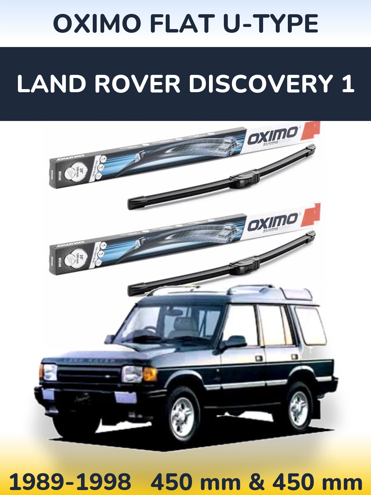 Комплект передних дворников Oximo Flat U-type 450 & 450 мм для Land Rover Discovery 1 1989-1998