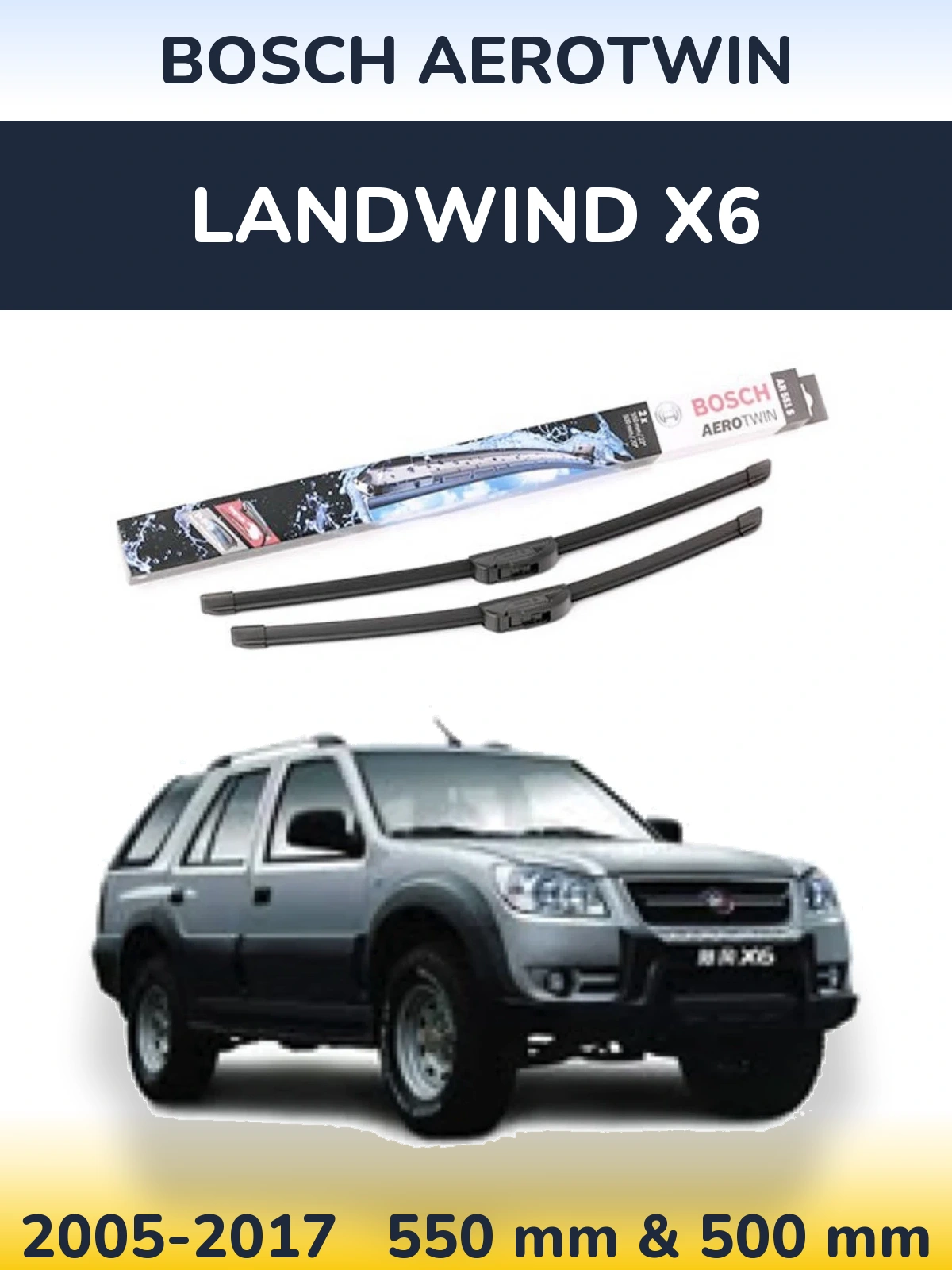 Комплект передніх щіток BOSCH AeroTwin 550 & 500 мм для Landwind X6 2005-2017
