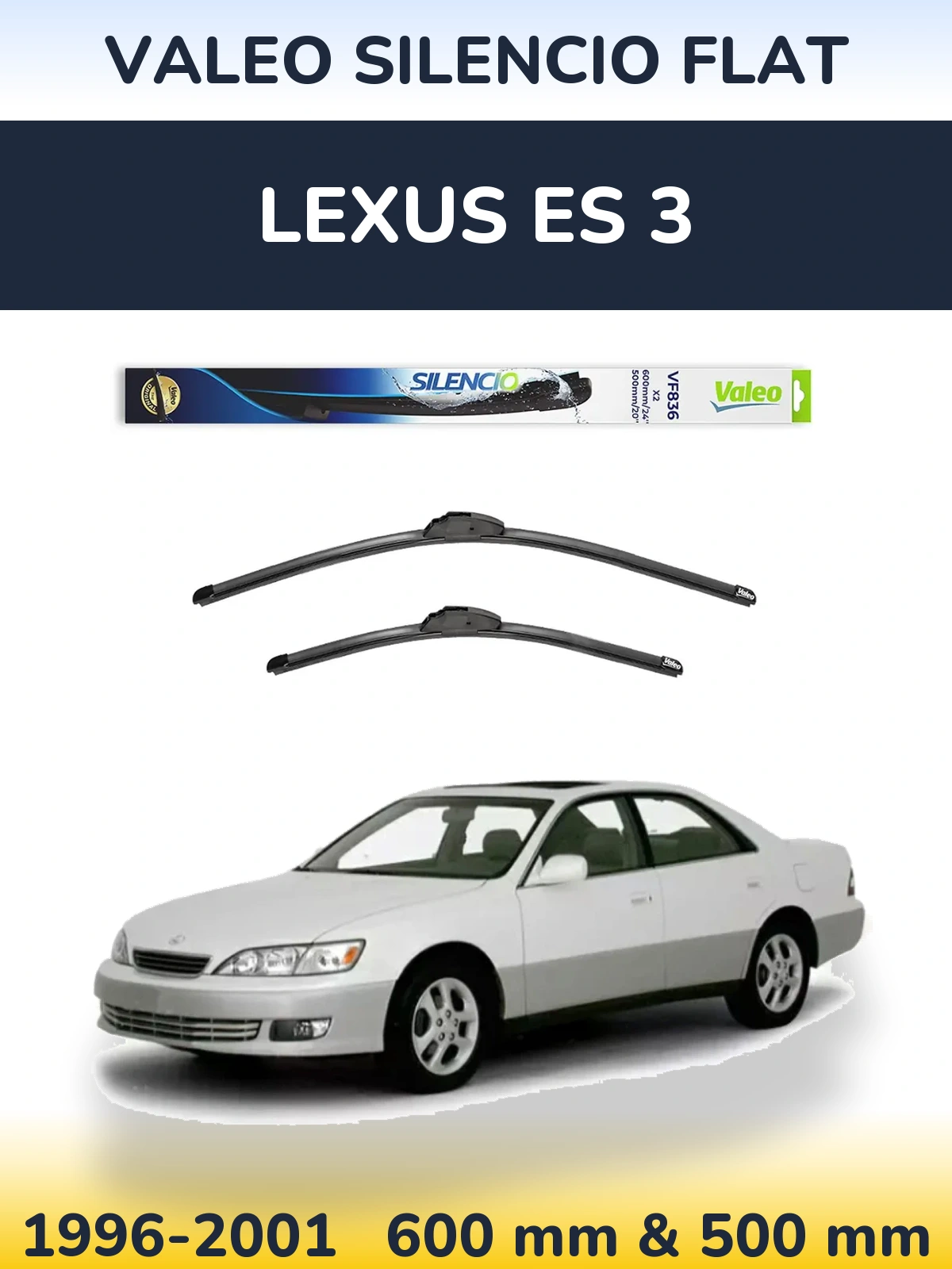 Комплект передних дворников Valeo Silencio Flat 600 & 500 мм для Lexus ES 3 1996-2001
