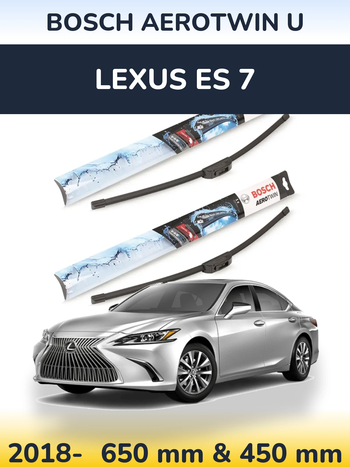 Комплект передніх щіток BOSCH AeroTwin U 650 & 450 мм для Lexus ES 7 2018-2026
