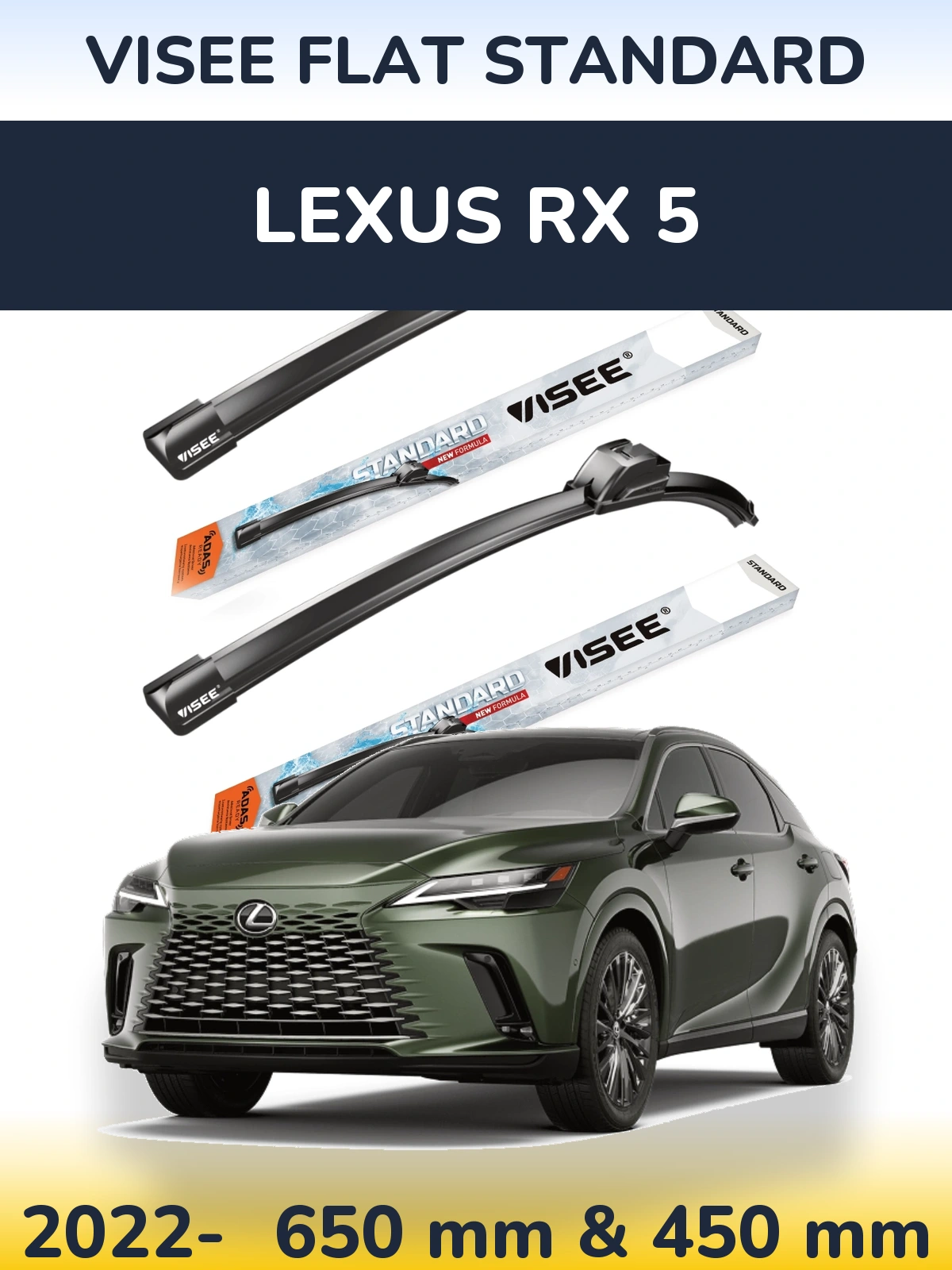 Комплект передніх щіток VISEE FLAT STANDARD 650 & 450 мм для Lexus RX 5 2022-2026