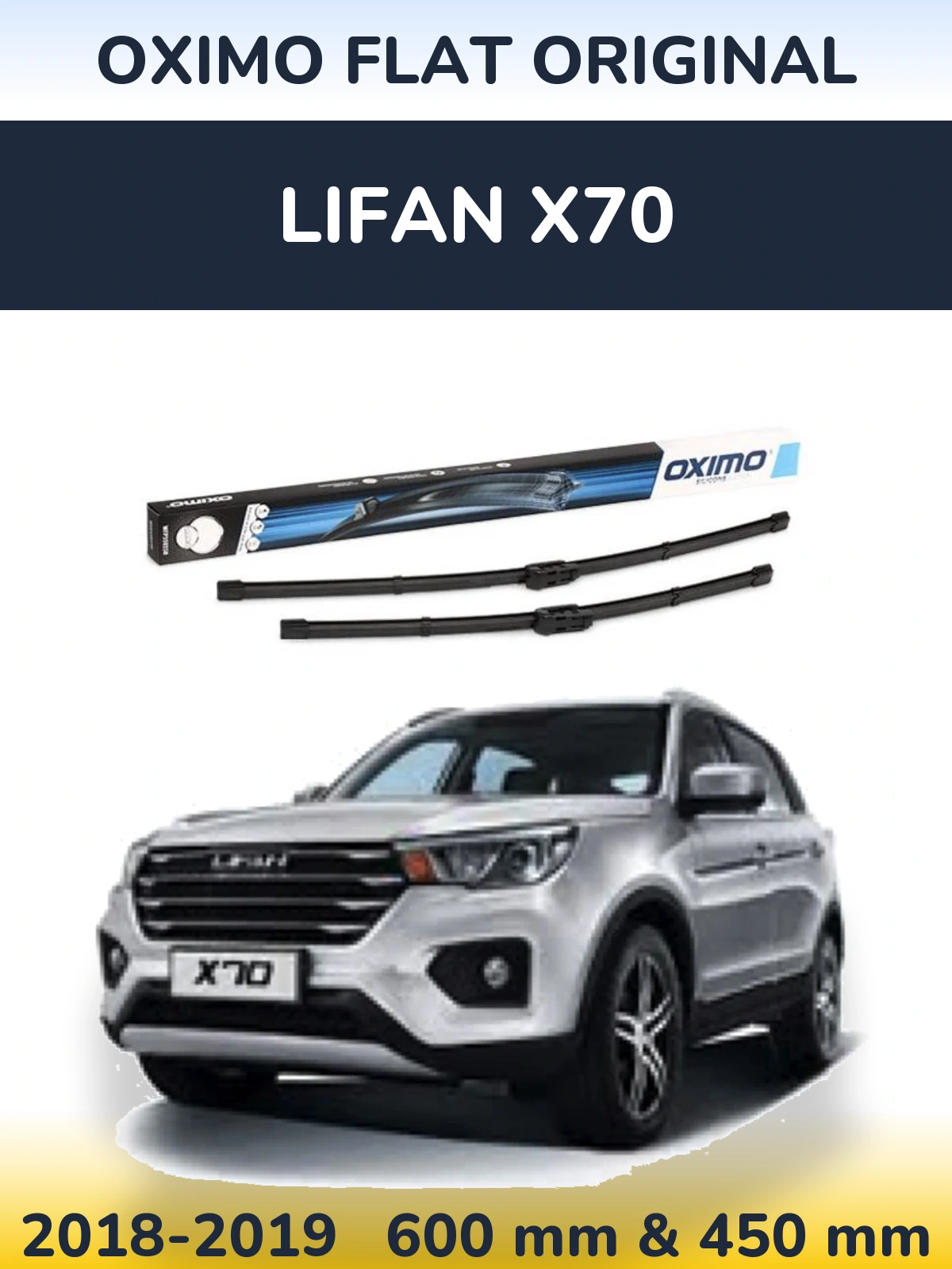 Комплект передних дворников Oximo Flat Original 600 & 450 мм для Lifan X70 2018-2019