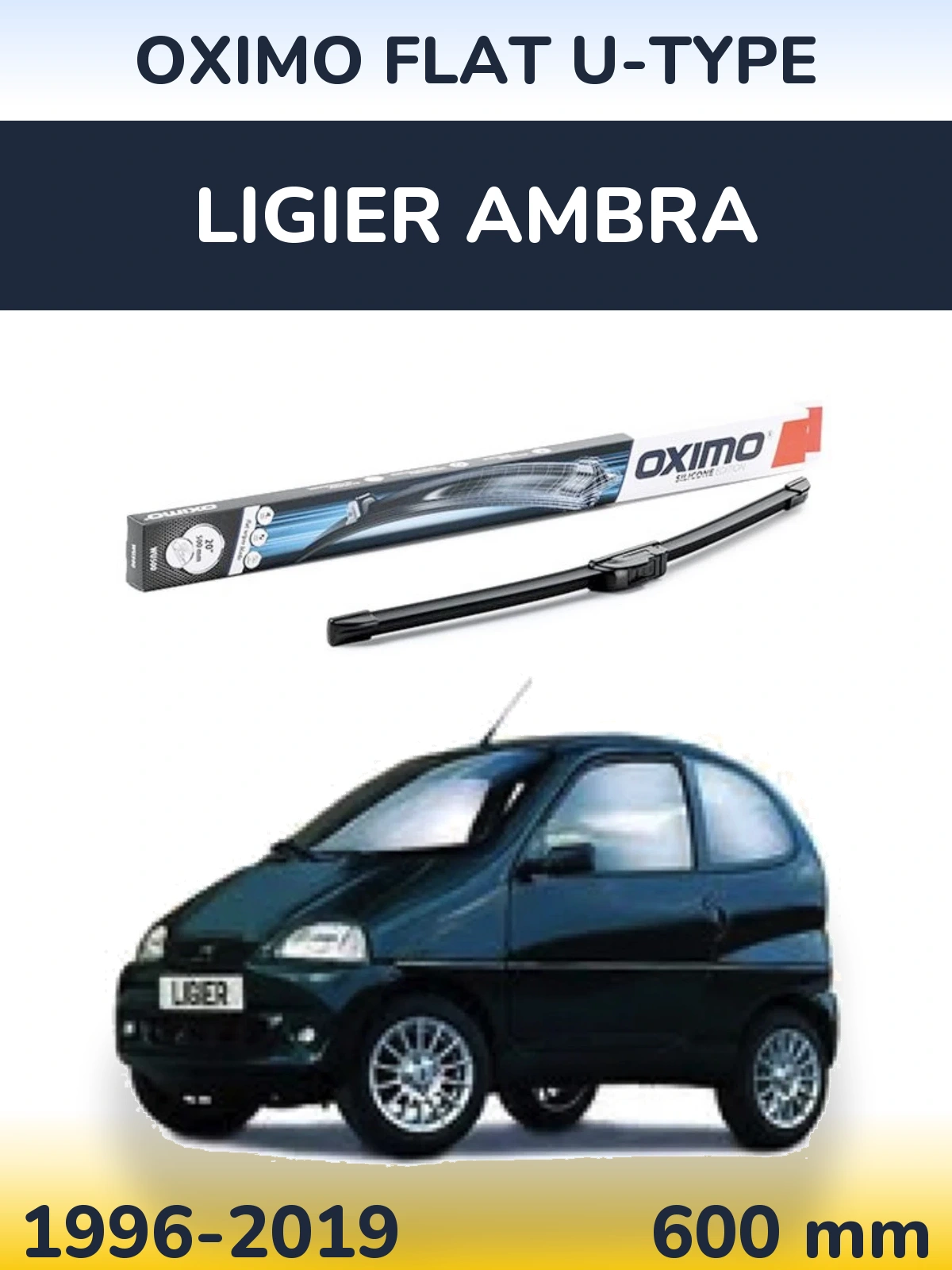 Передня щітка Oximo Flat U-type 600 мм для Ligier Ambra 1996-2019