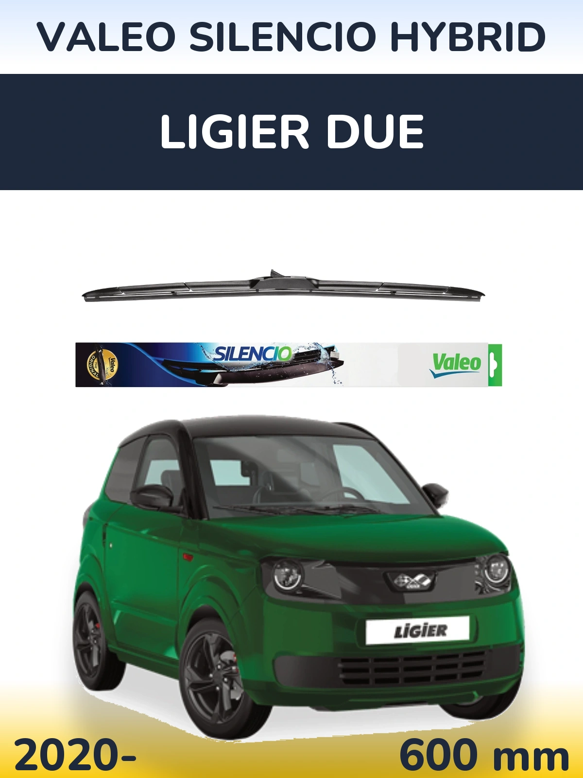 Передня щітка Valeo Silencio Hybrid 600 мм для Ligier Due 2020-2026