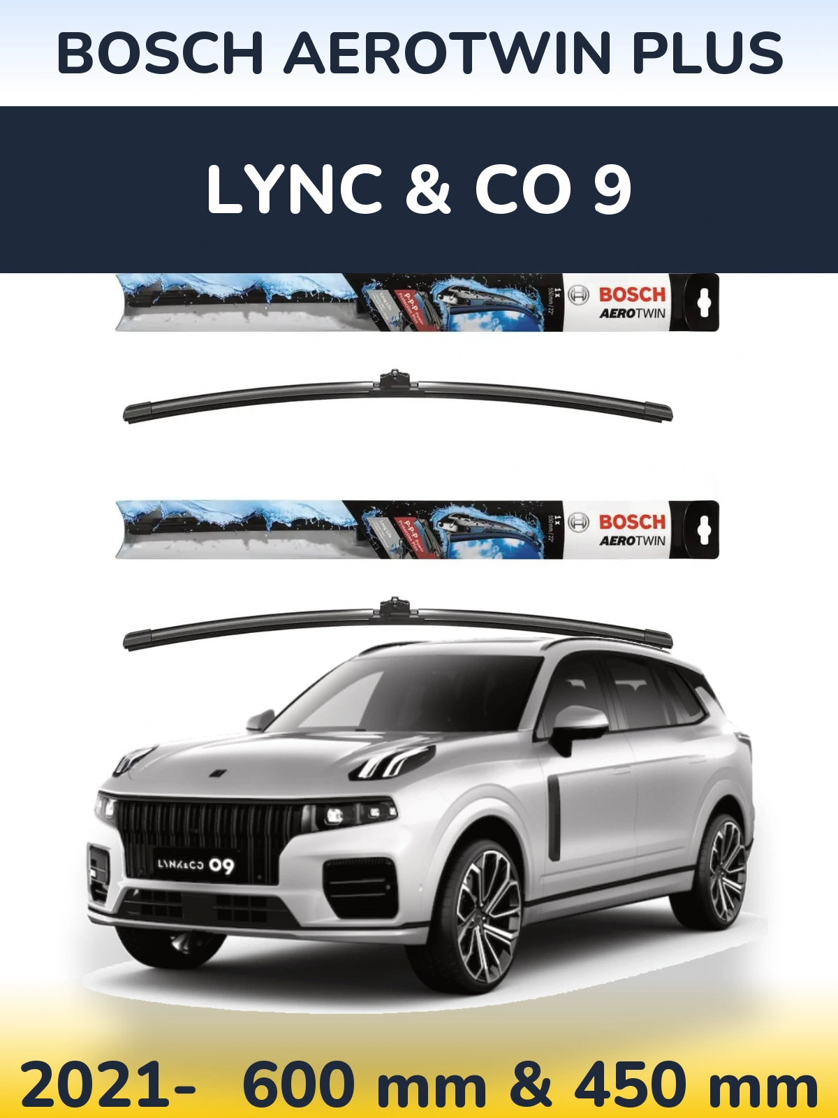 Комплект передних дворников BOSCH AeroTwin Plus 600 & 450 мм для Lync & Co 9 2021-2026