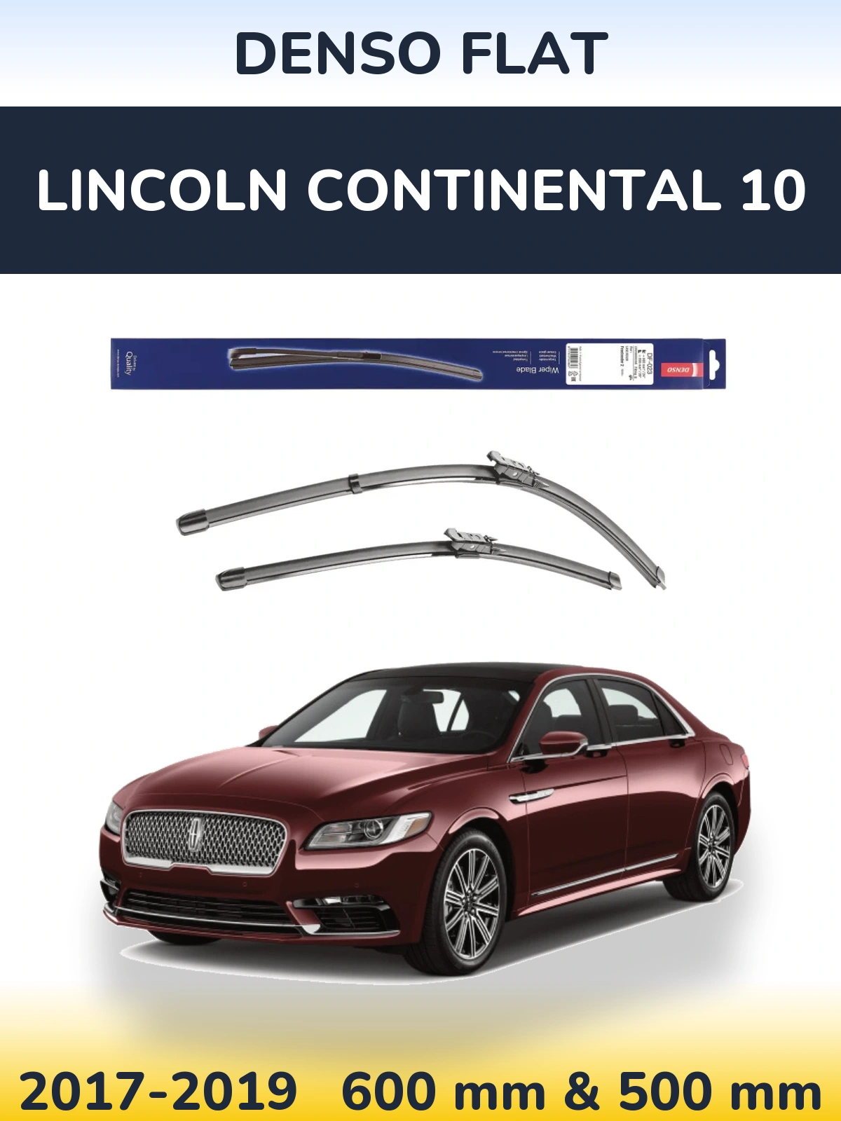 Комплект передних дворников Denso Flat 600 & 500 мм для Lincoln Continental 10 2017-2019