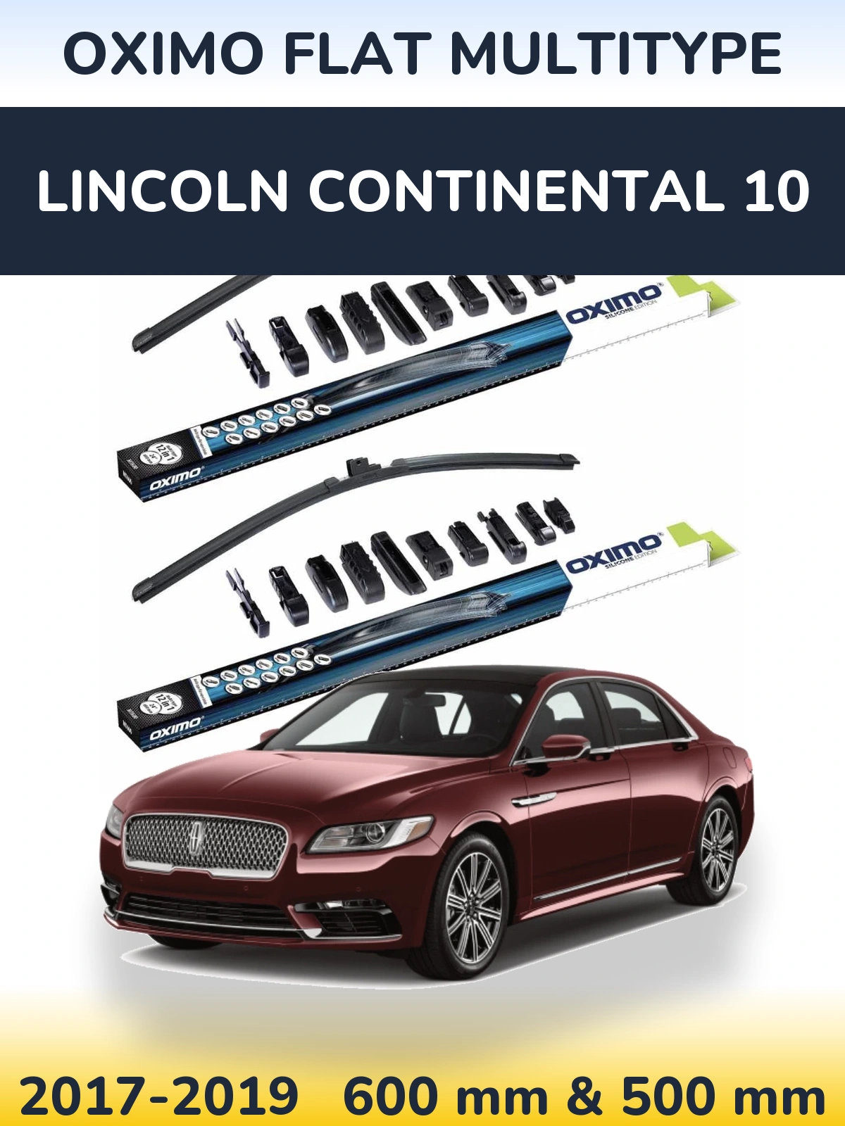 Комплект передніх щіток Oximo Flat MultiТипe 600 & 500 мм для Lincoln Continental 10 2017-2019