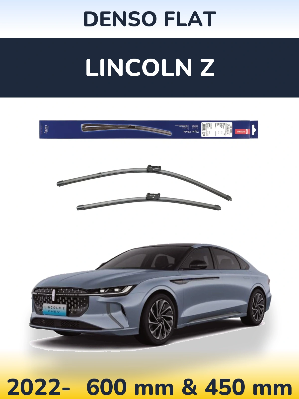 Комплект передніх щіток Denso Flat 600 & 450 мм для Lincoln Z 2022-2026