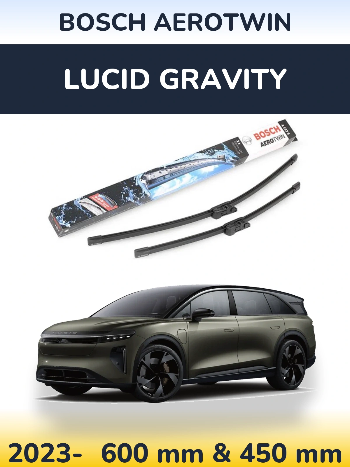 Комплект передніх щіток BOSCH AeroTwin 600 & 450 мм для Lucid Gravity 2023-2026