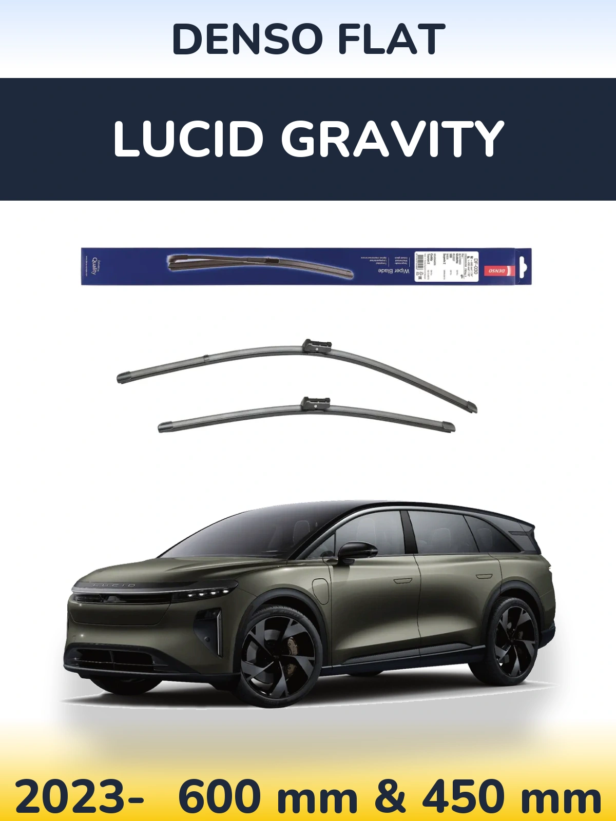 Комплект передних дворников Denso Flat 600 & 450 мм для Lucid Gravity 2023-2026