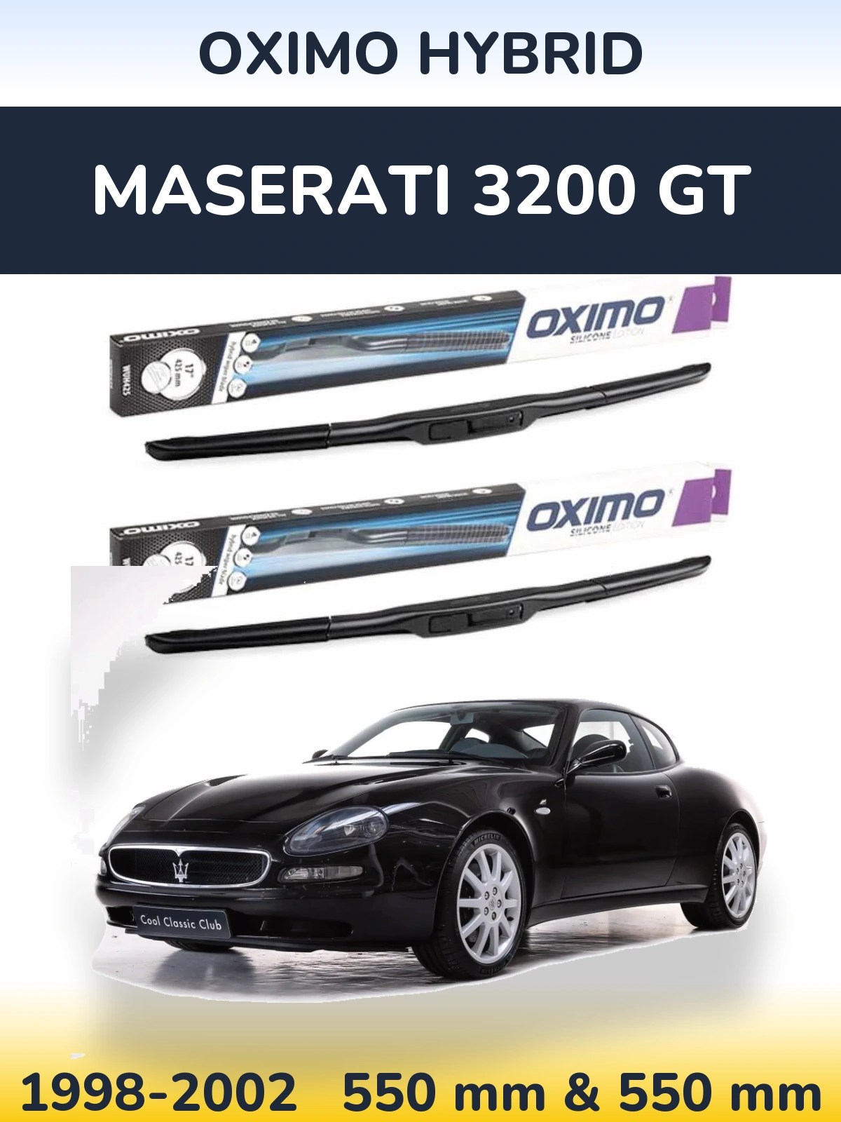 Комплект передних дворников Oximo Hybrid 550 & 550 мм для Maserati 3200 GT 1998-2002