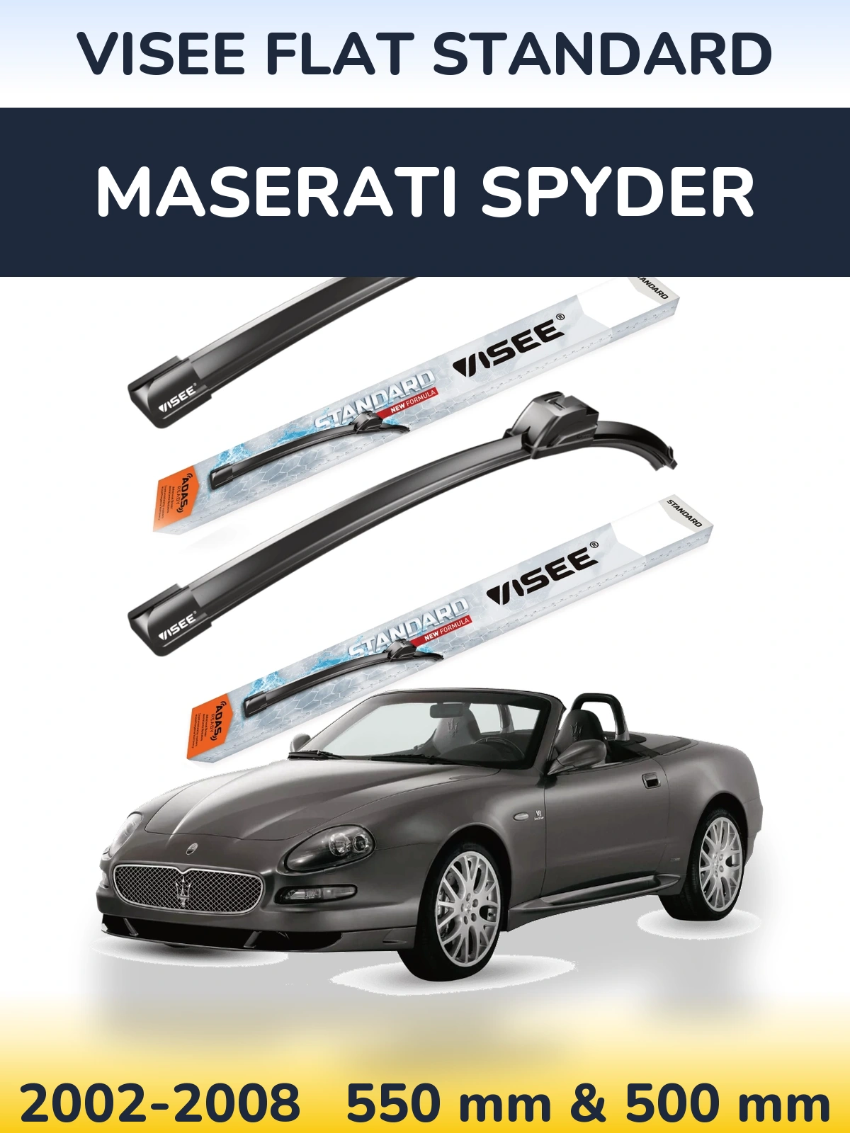 Комплект передніх щіток VISEE FLAT STANDARD 550 & 500 мм для Maserati Spyder 2002-2008