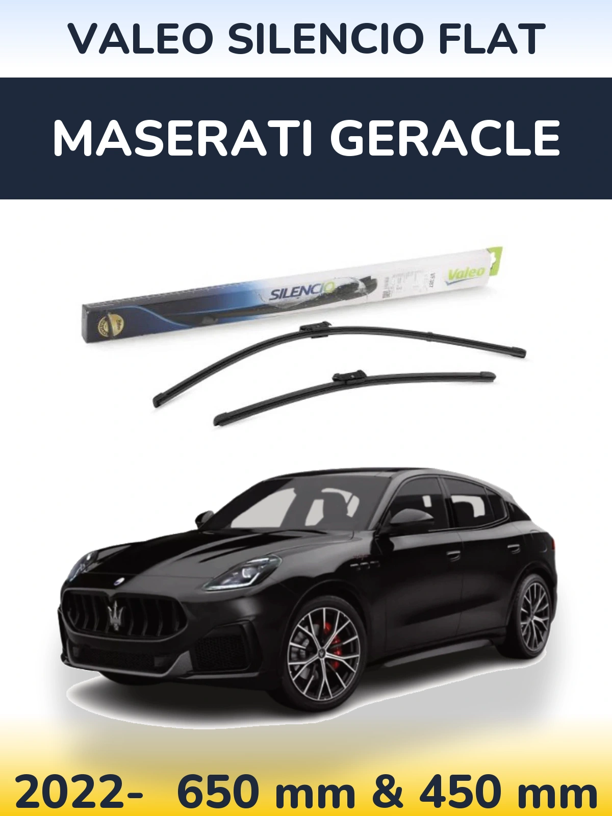 Комплект передних дворников Valeo Silencio Flat 650 & 450 мм для Maserati Geracle 2022-2026