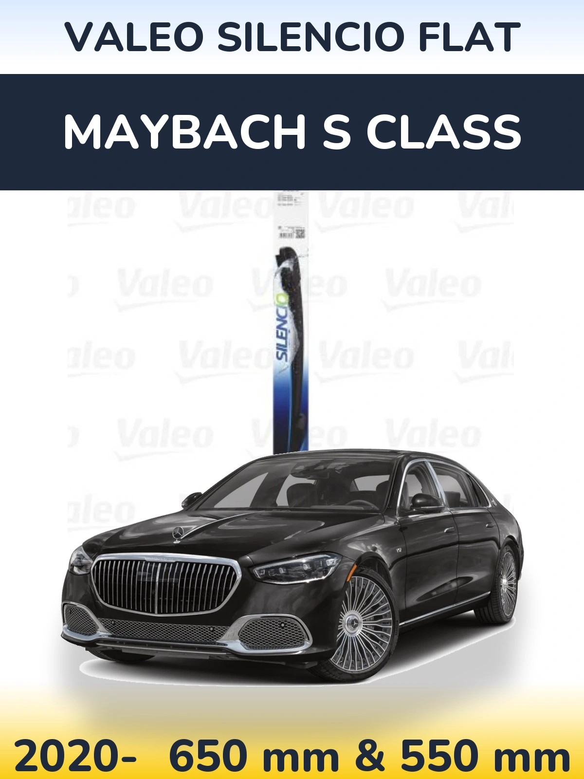 Комплект передних дворников Valeo Silencio Flat 650 & 550 мм для Maybach S Class 2020-2026